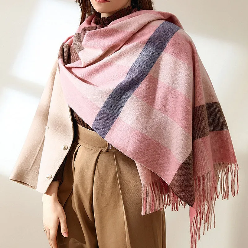 LDM Warm Thick Tassel Cashmere Scarf Women Scarves and Shawls Blanket Double-sided