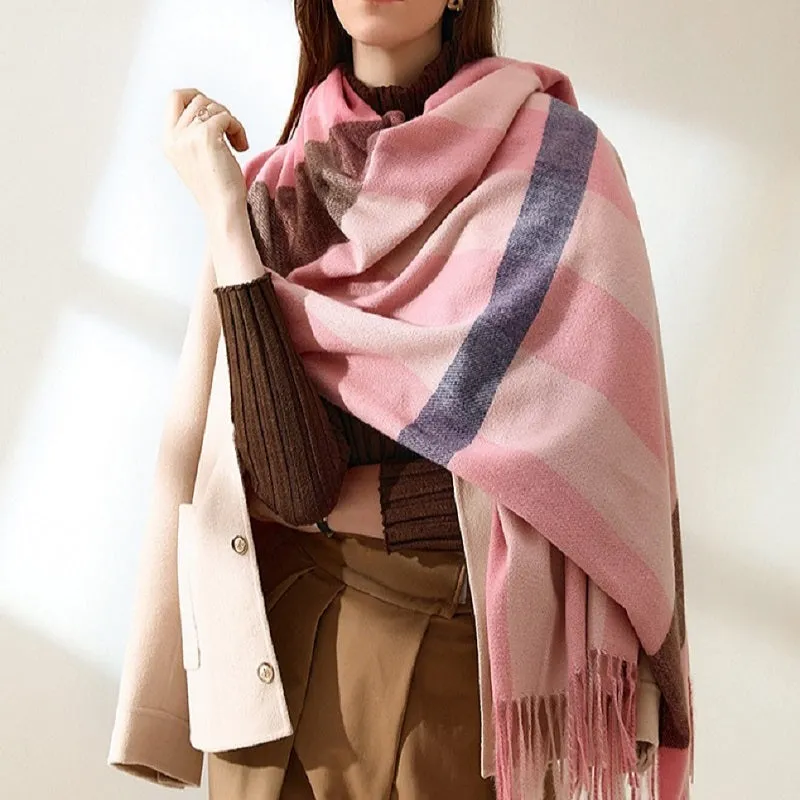 LDM Warm Thick Tassel Cashmere Scarf Women Scarves and Shawls Blanket Double-sided