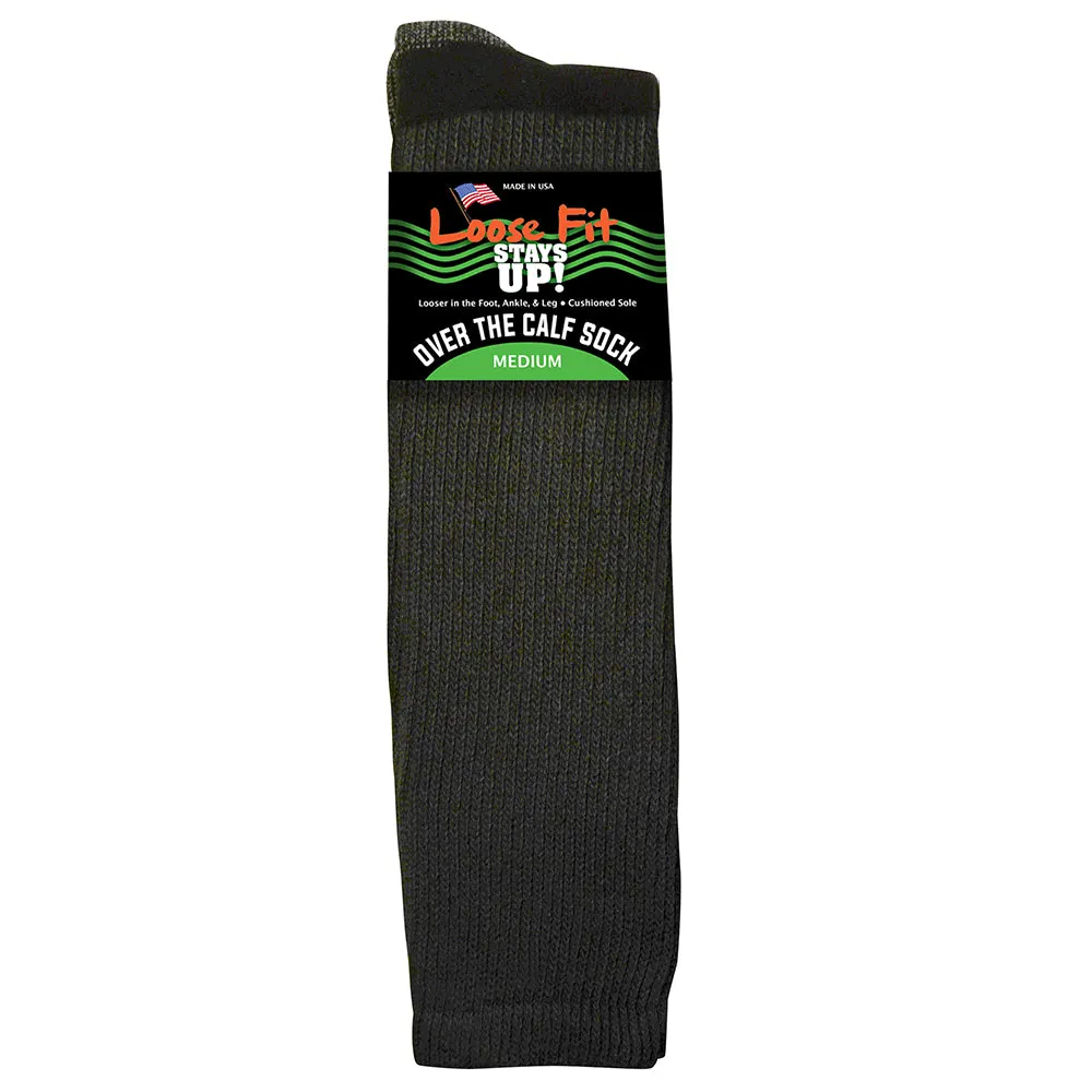 Loose Fit Stays Up Over the Calf Athletic Socks