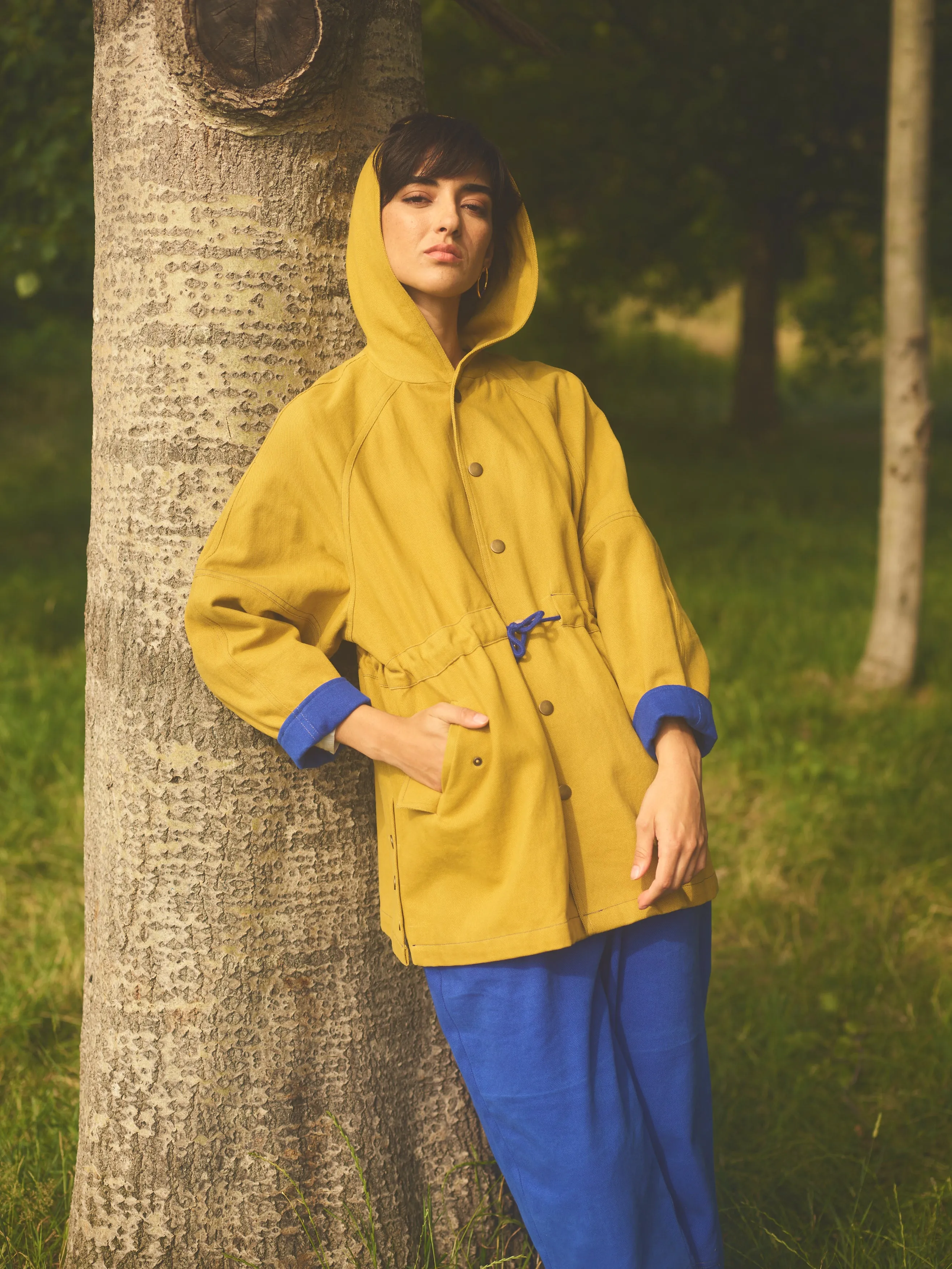 Lowie Cotton Drill Ochre Hooded Jacket