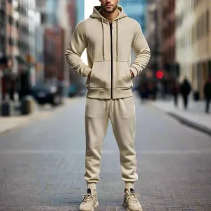 Men's Casual Warm Fleece Two-piece Sports Outfit Set