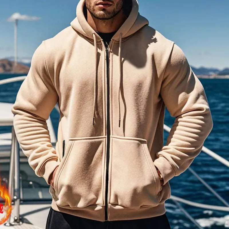 Men's Casual Warm Fleece Two-piece Sports Outfit Set