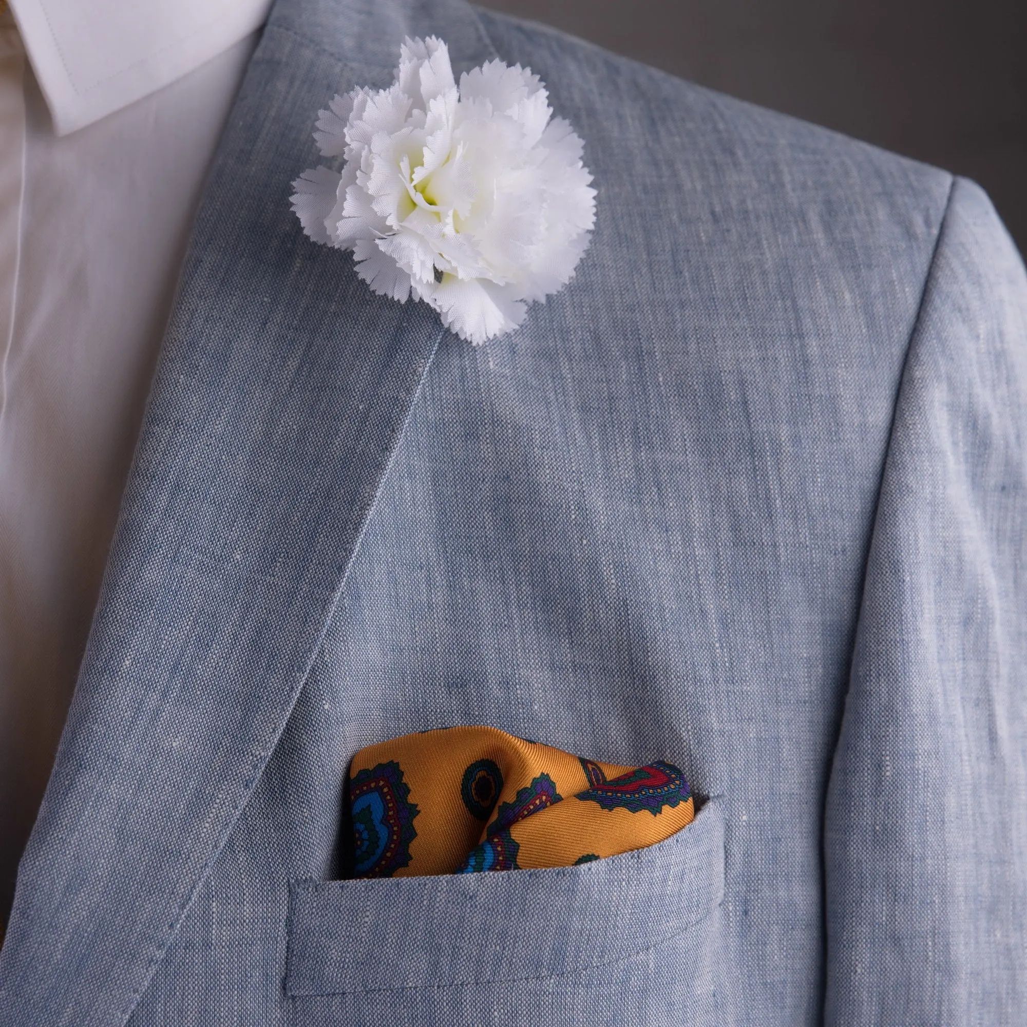 Mini White Carnation Silk Boutonnière Flower