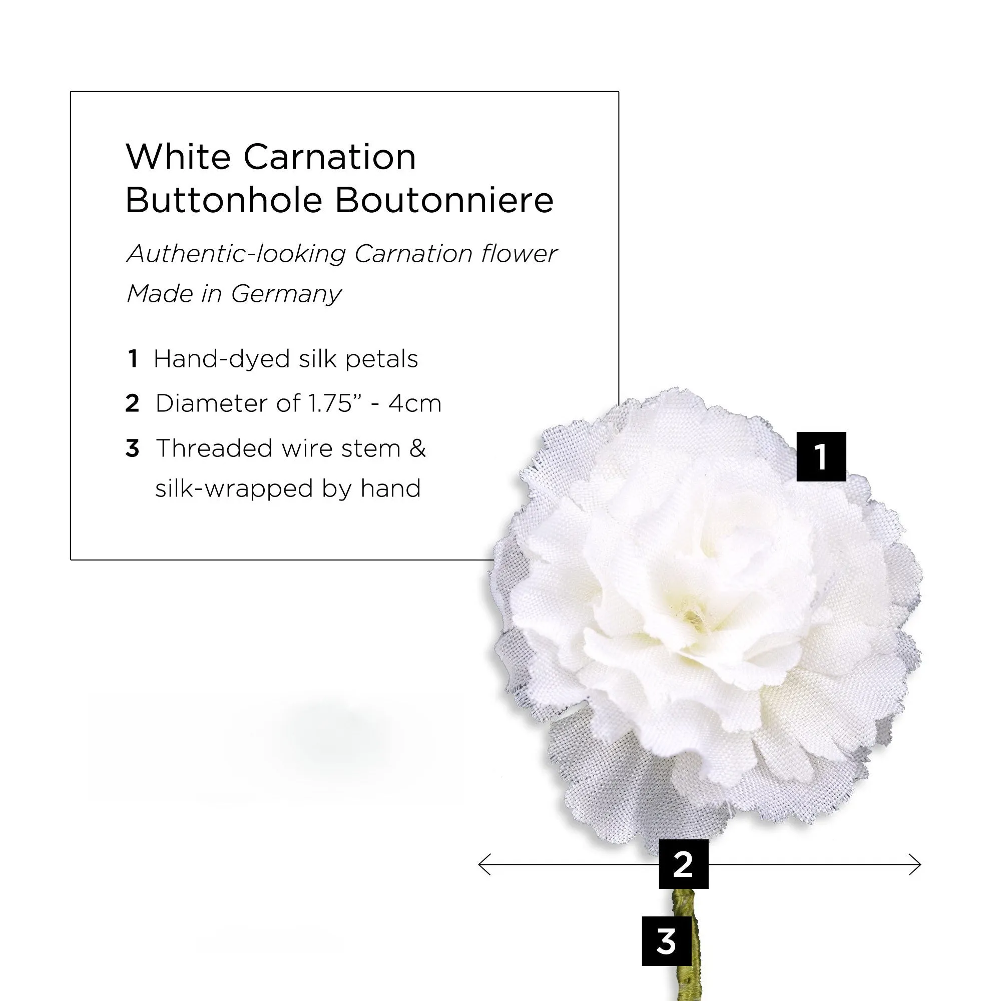 Mini White Carnation Silk Boutonnière Flower