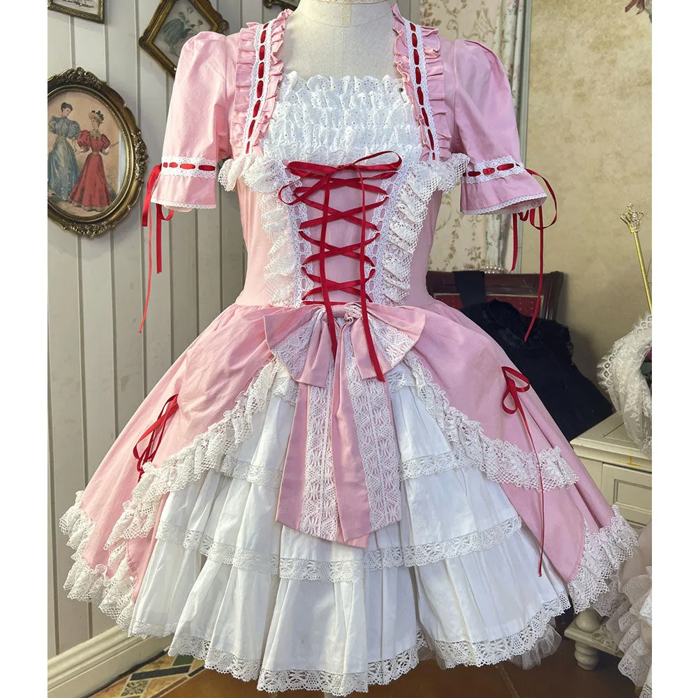 Miss Ryla ~ Vintage Lolita Dress Short Sleeve Medieval Dress w. Detachable Flare Sleeves