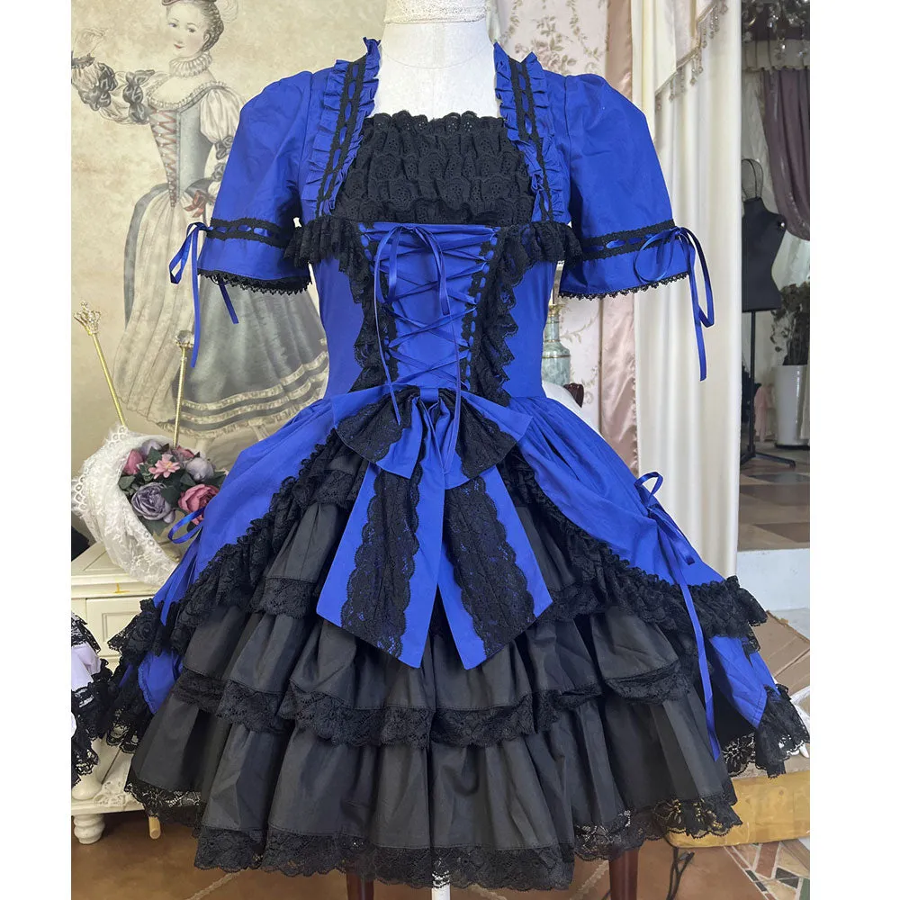 Miss Ryla ~ Vintage Lolita Dress Short Sleeve Medieval Dress w. Detachable Flare Sleeves