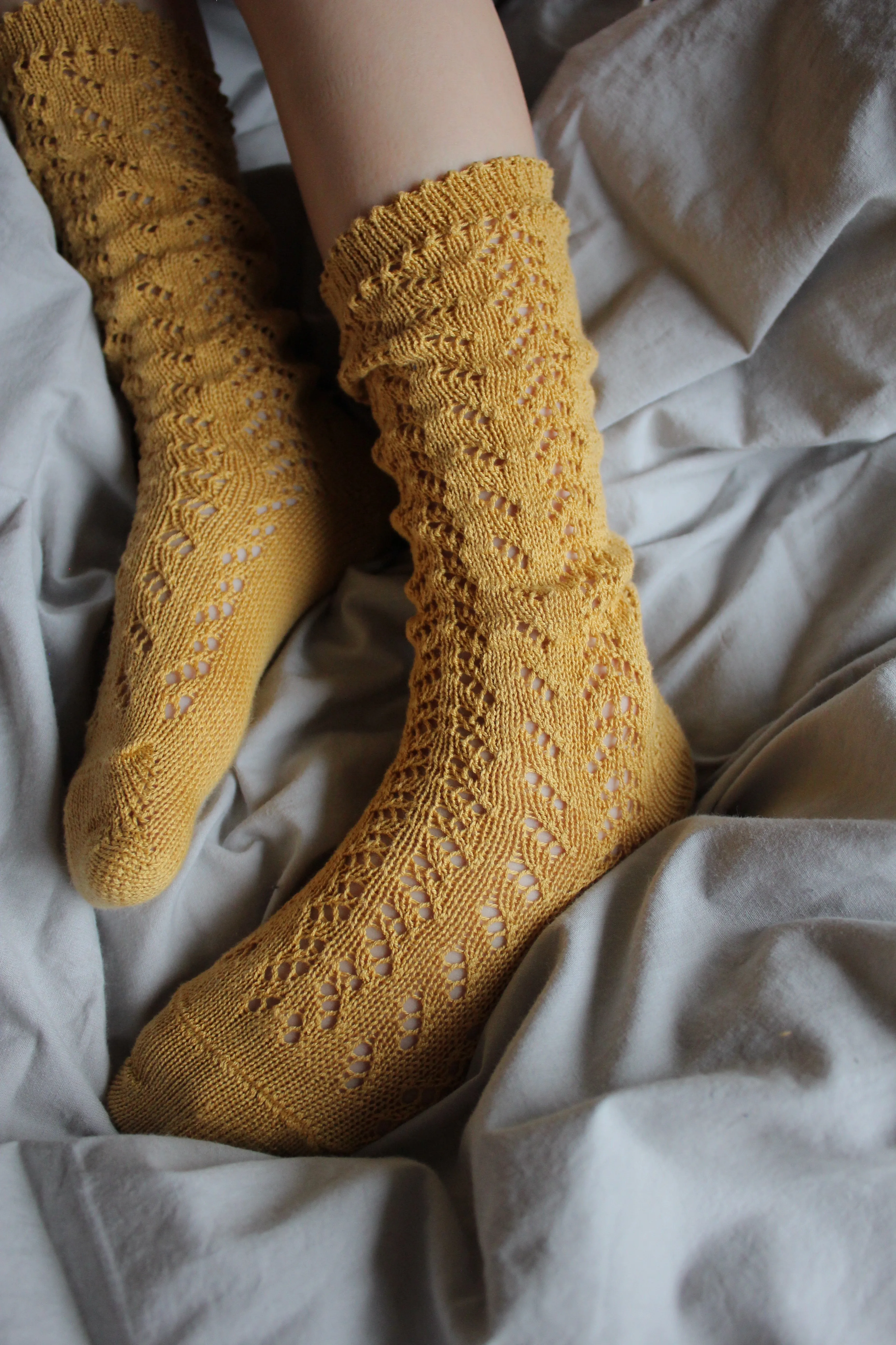 Mustard Long Lace Socks