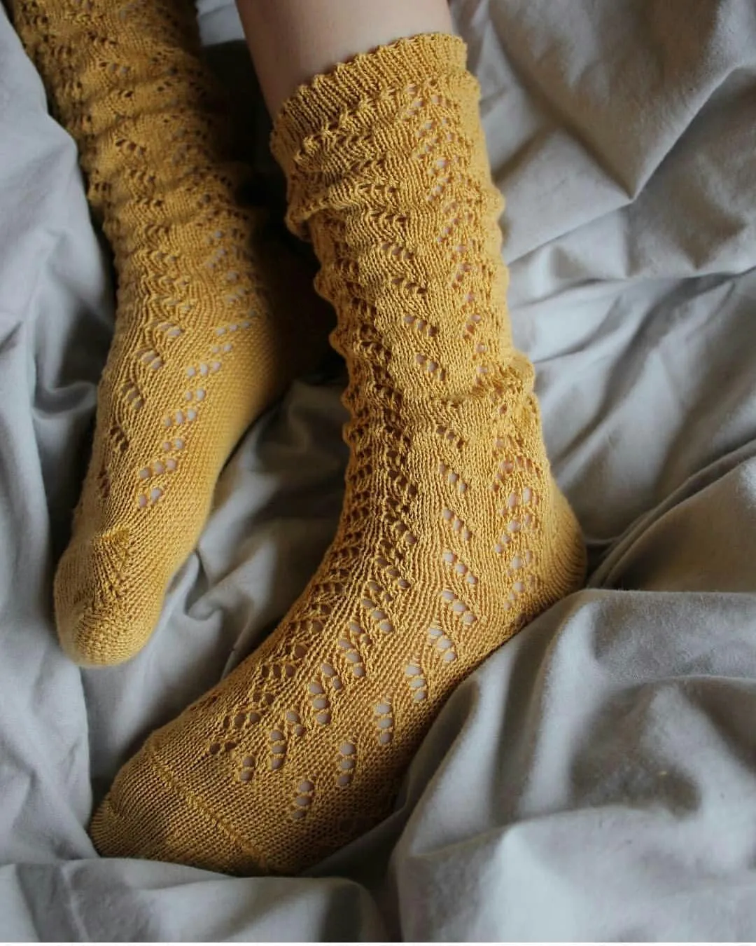 Mustard Long Lace Socks