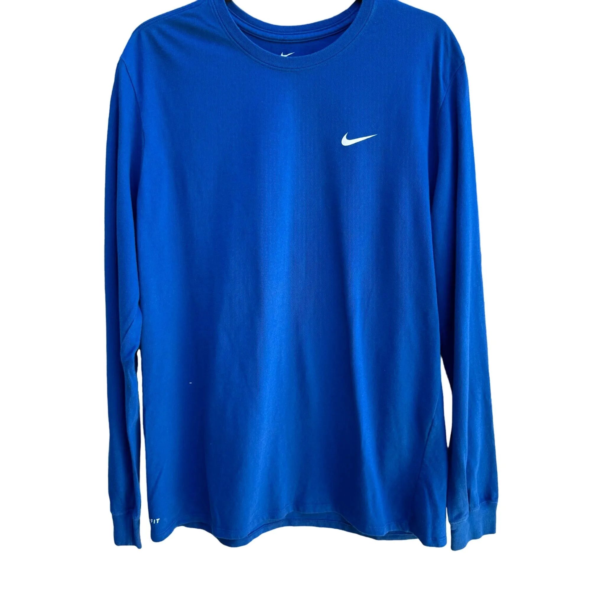 Nike Mens Blue Dri-Fit Athletic Cut Stretch Long Sleeve Workout Athleisure Shirt