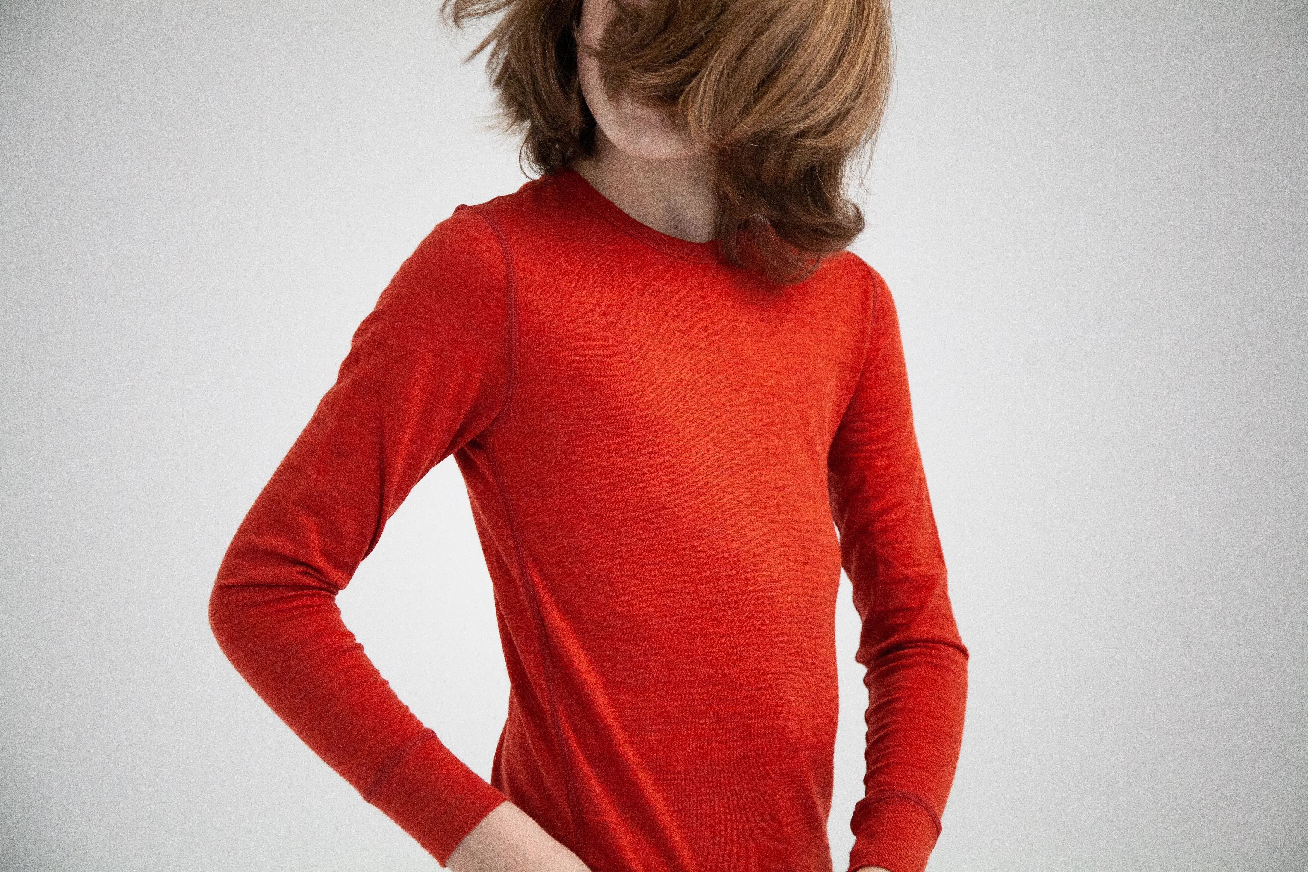 Oaki Kids Ultra-Soft Merino Wool Base Layer Kids, Breathable Merino Base Layer, Boys & Girls Thermals for Kids, Red Clay