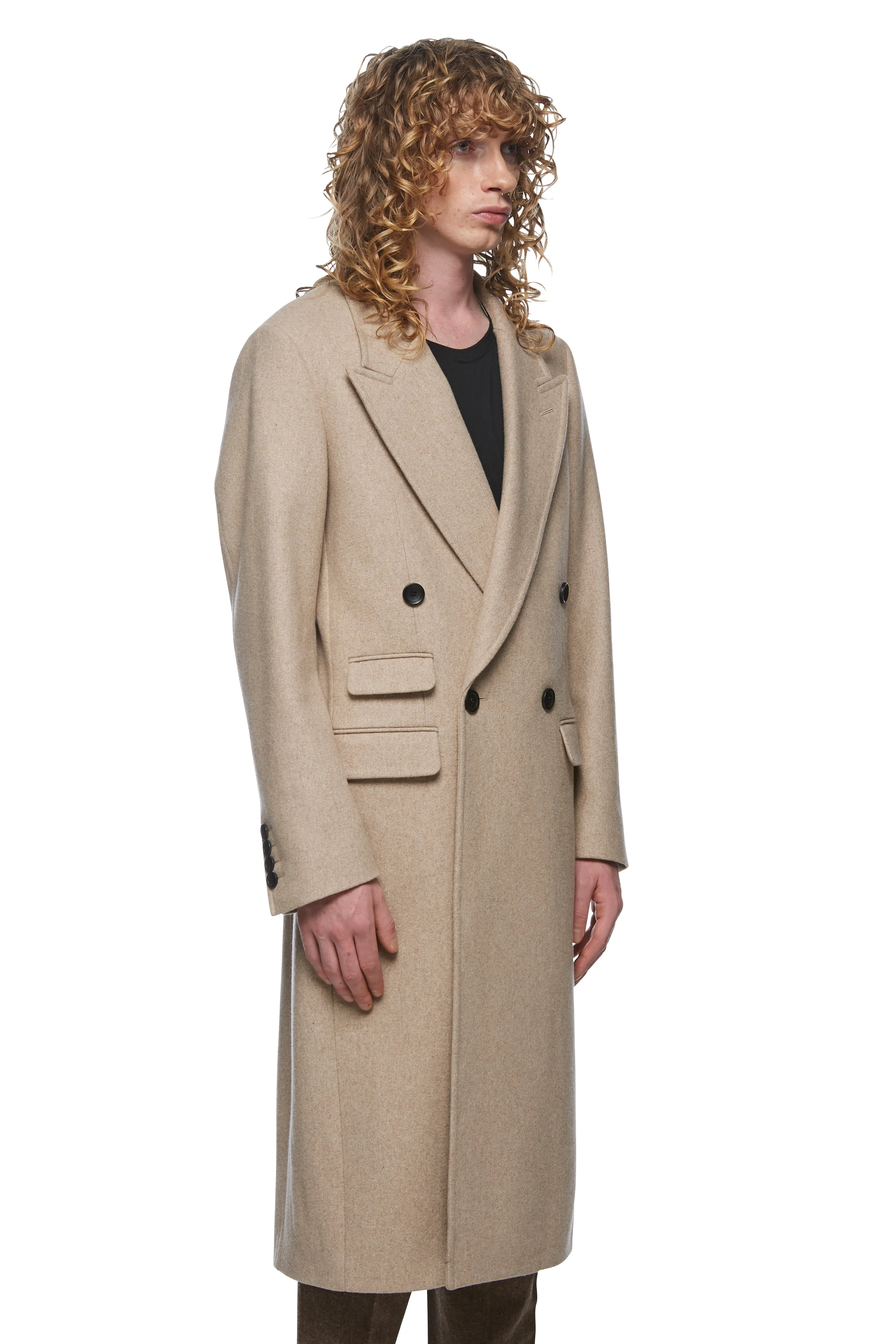 Oatmeal Double Breasted Overcoat