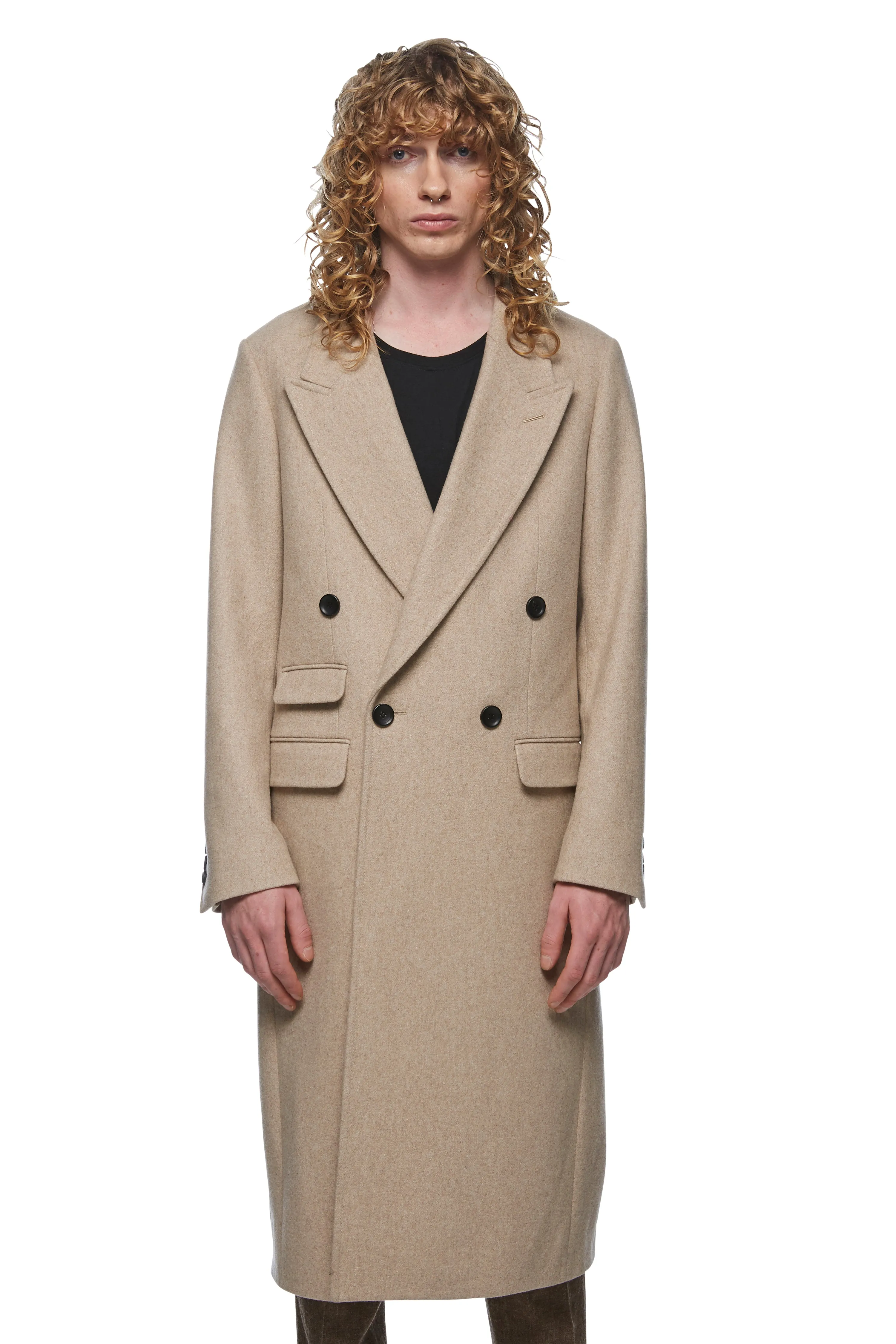 Oatmeal Double Breasted Overcoat