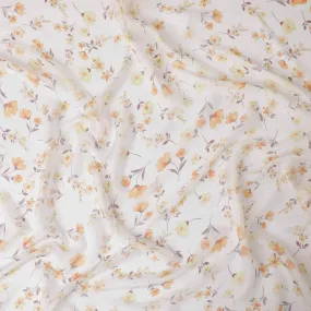 Off white premium pure silk chiffon fabric with multicolor print in floral design-D13226