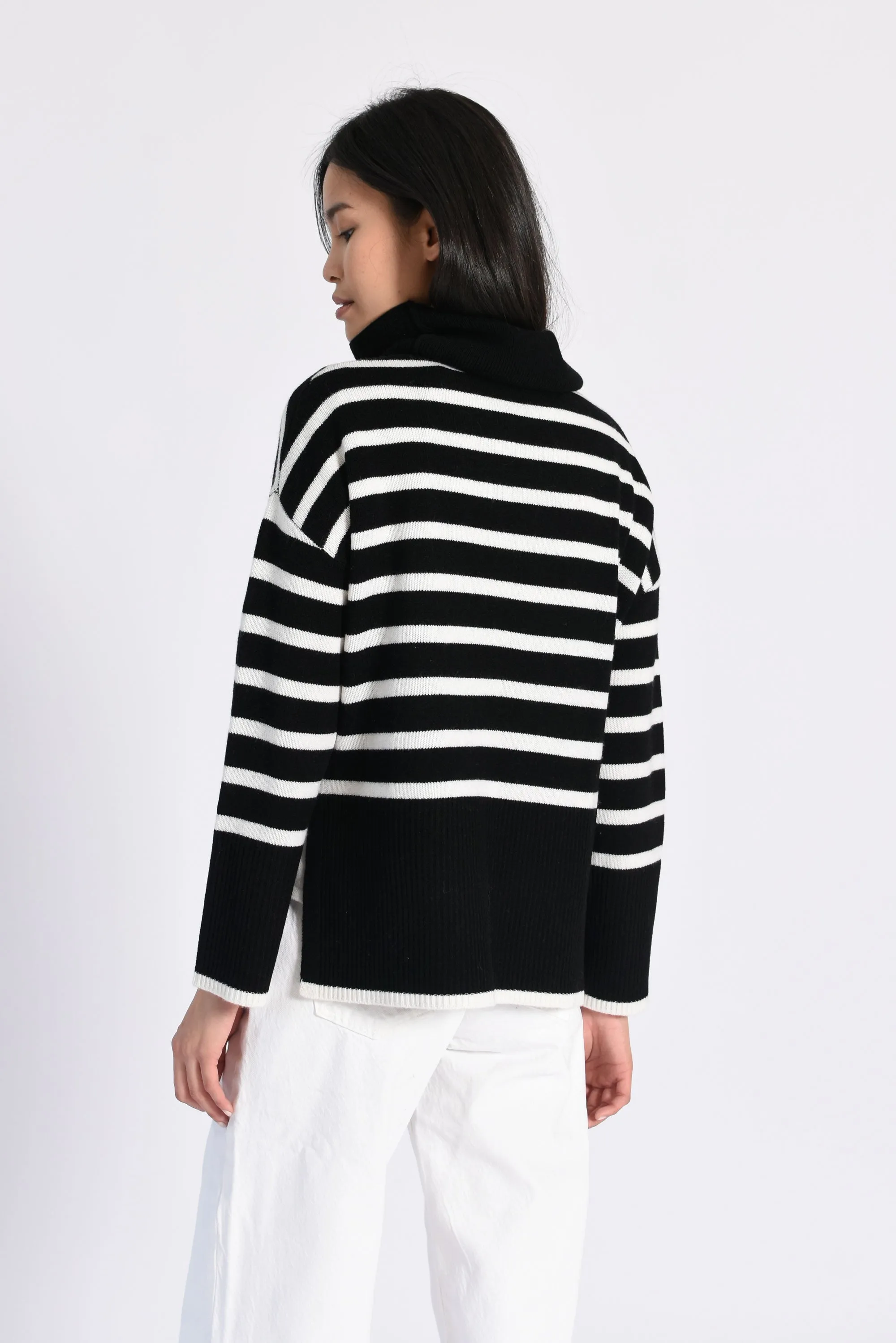 Oversize Stripe Turtleneck Sweater