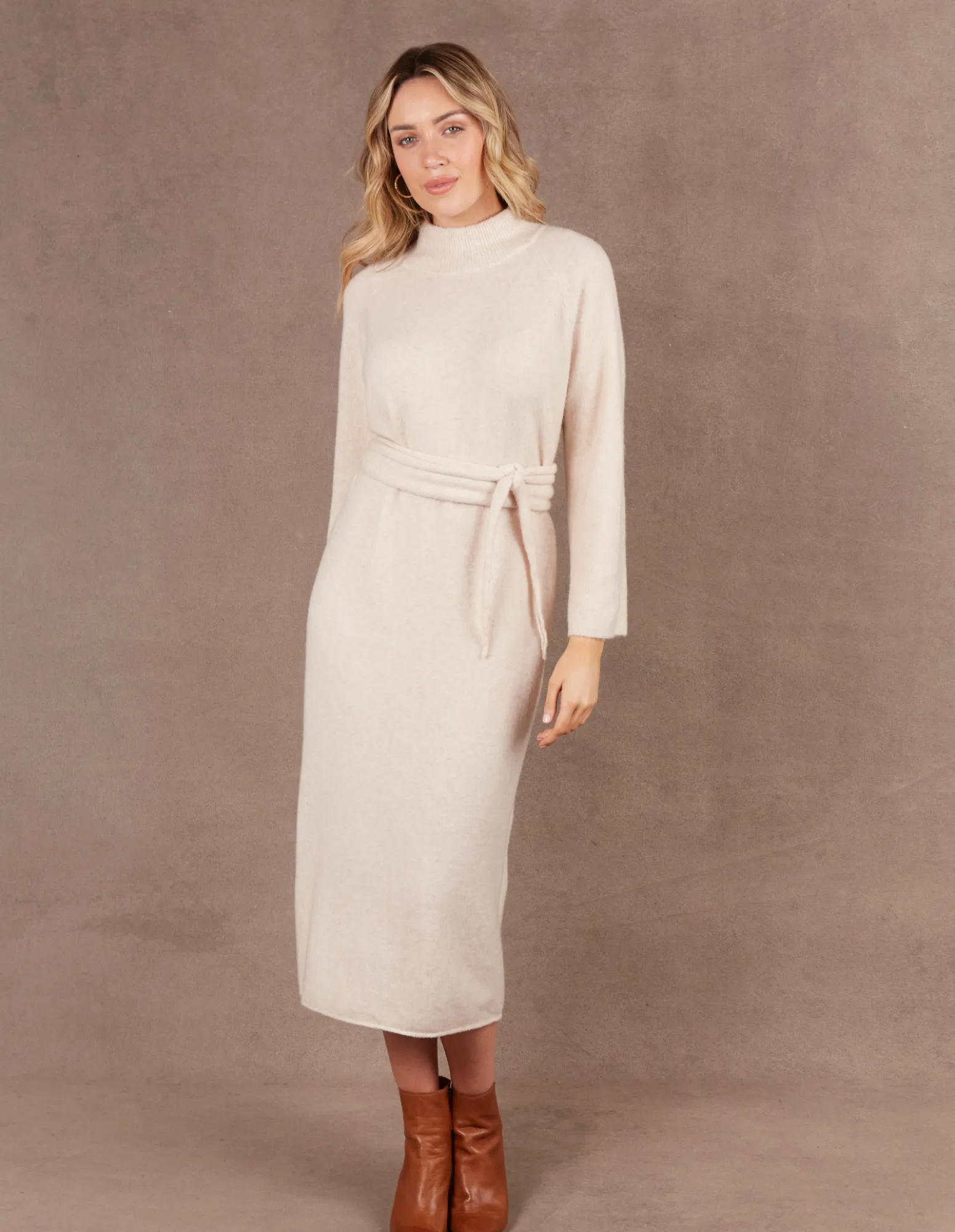 Paarl Tie Knit Dress - Oat - Eb & Ive