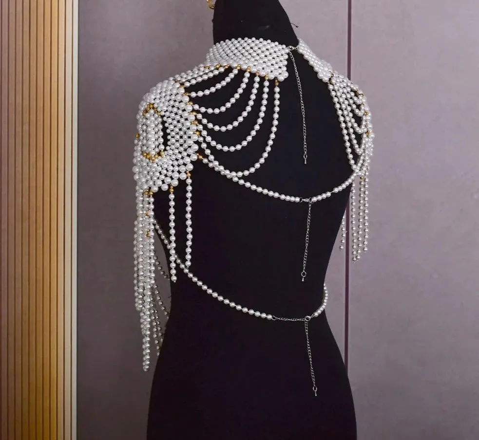 Pearls Beads Wedding Shawl Cape Elegant Bridal Accessory