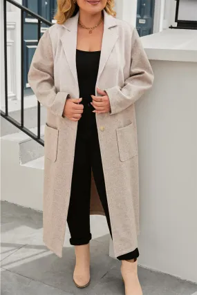 Plus Size Colorblock Lapel Collar Long Coat