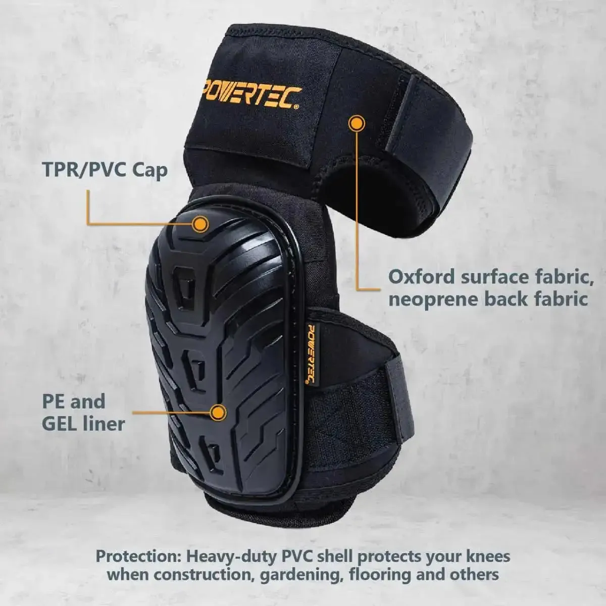 POWERTEC Anti-Slip Foam Gel Knee Pads