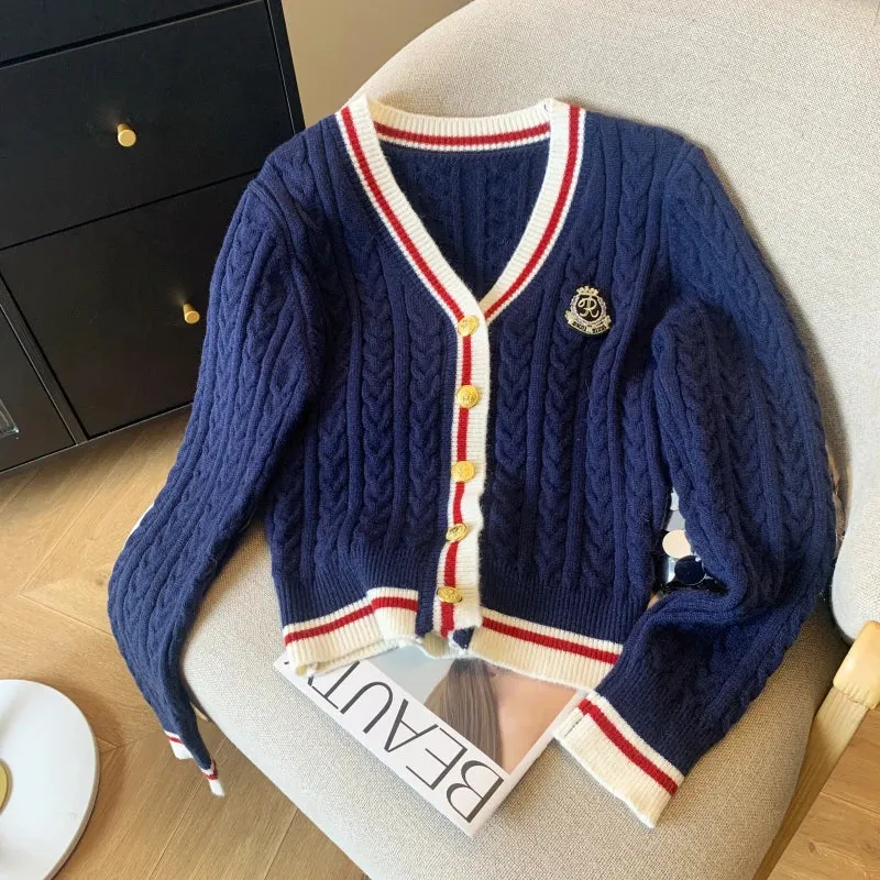 Preppy Style Cashmere Top Women V-Neck Pullover Warm Knitwear Jumper Clothes Casual Sweater Autumn Winter Kpop 2000s Aesthetic