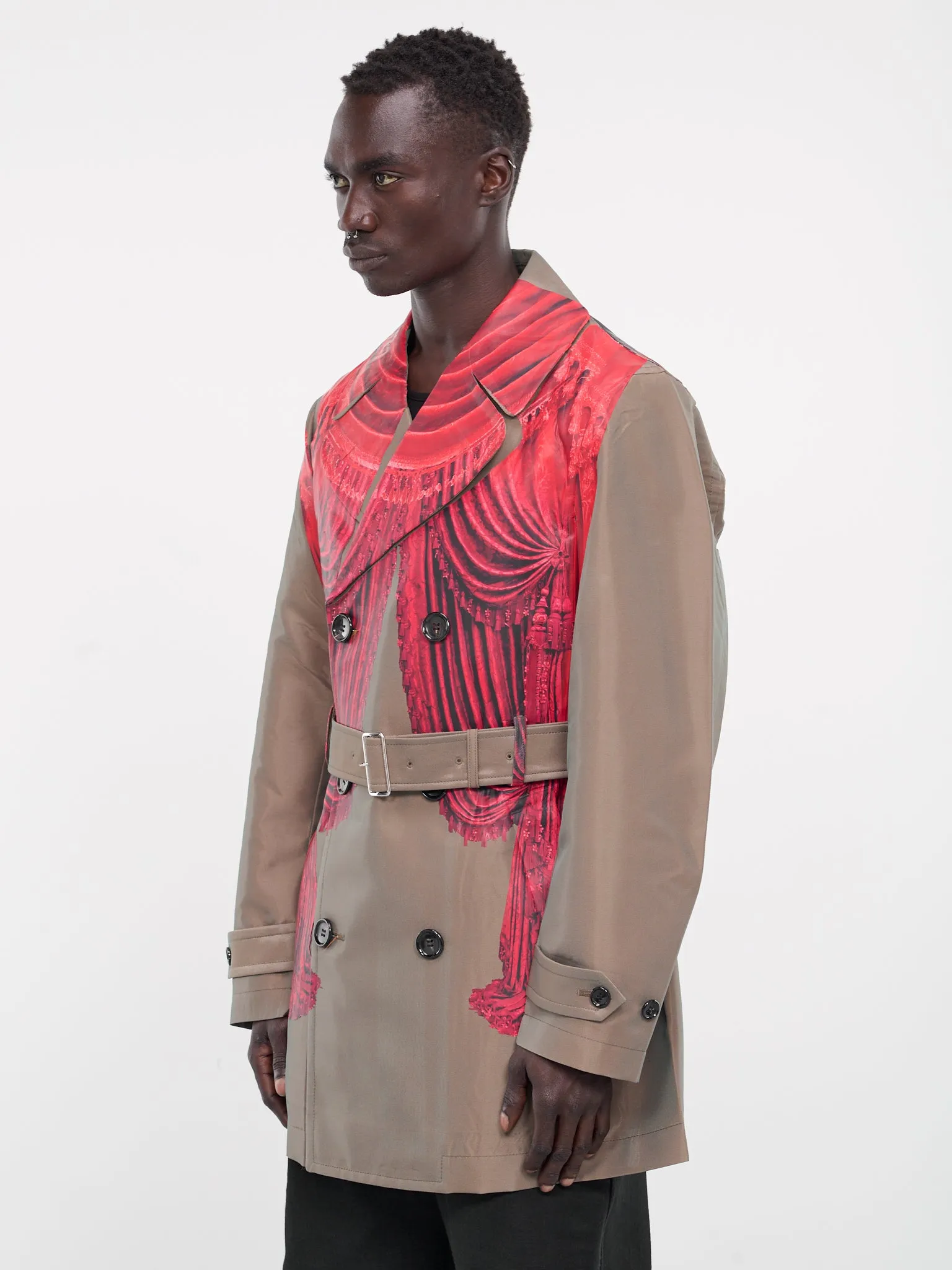 Printed Double-Breasted Coat (PM-C001-051-BROWN)