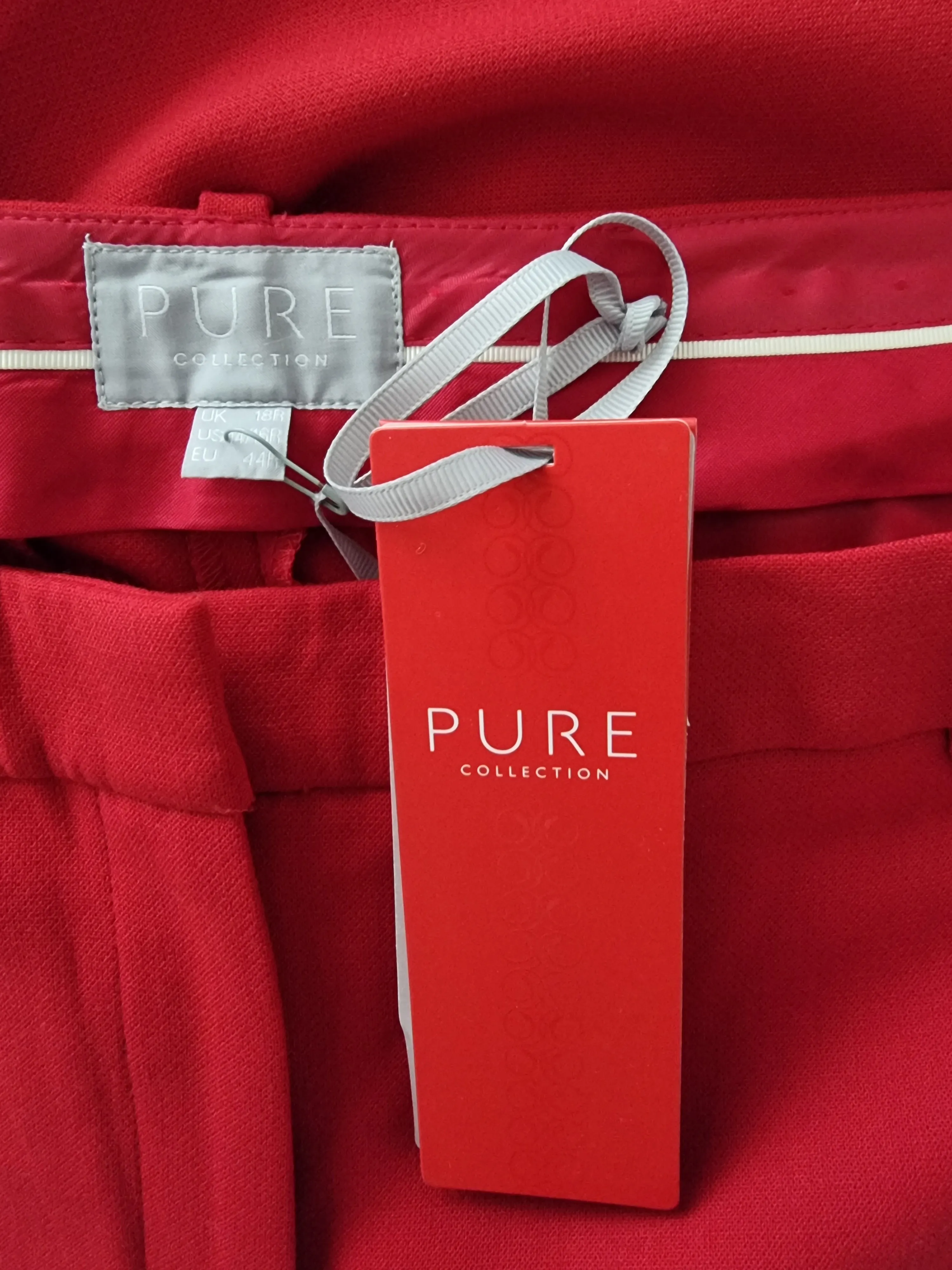 Pure Collection Red Women’s Straight Leg Regular Fit Trousers UK 18  US 14 EU 46 BNWT