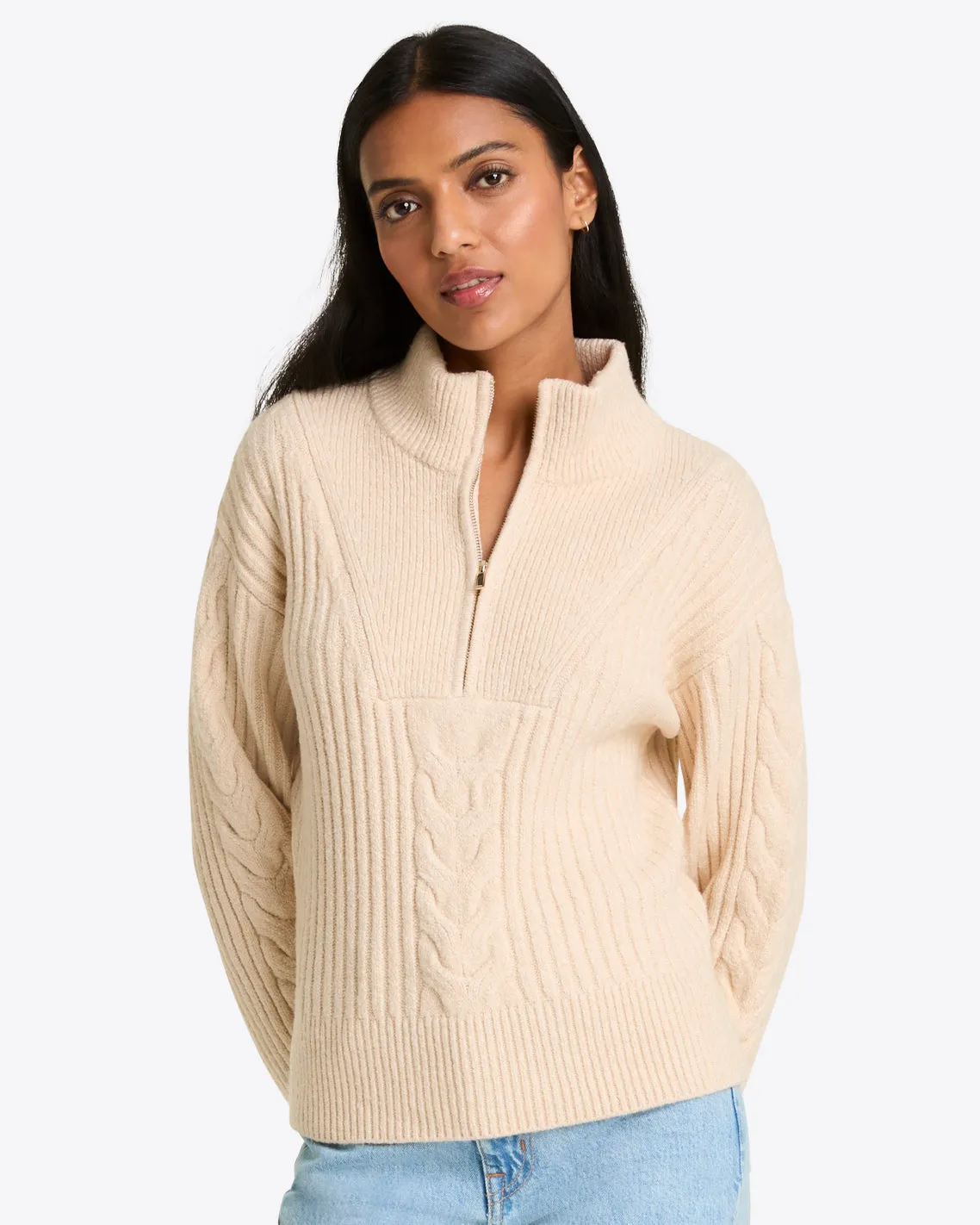 Quarter Zip Cableknit Sweater