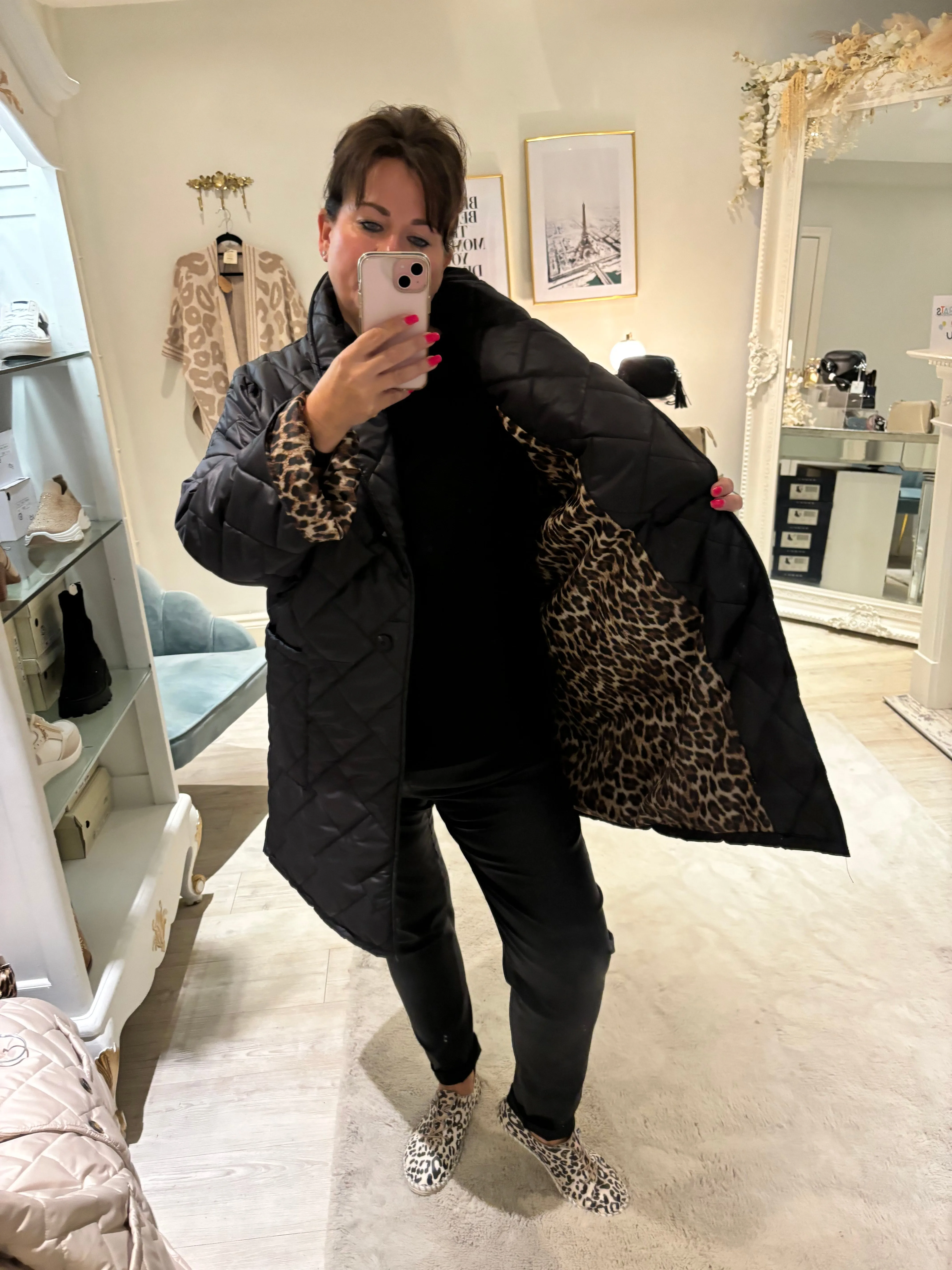 Quilted Leopard Coat