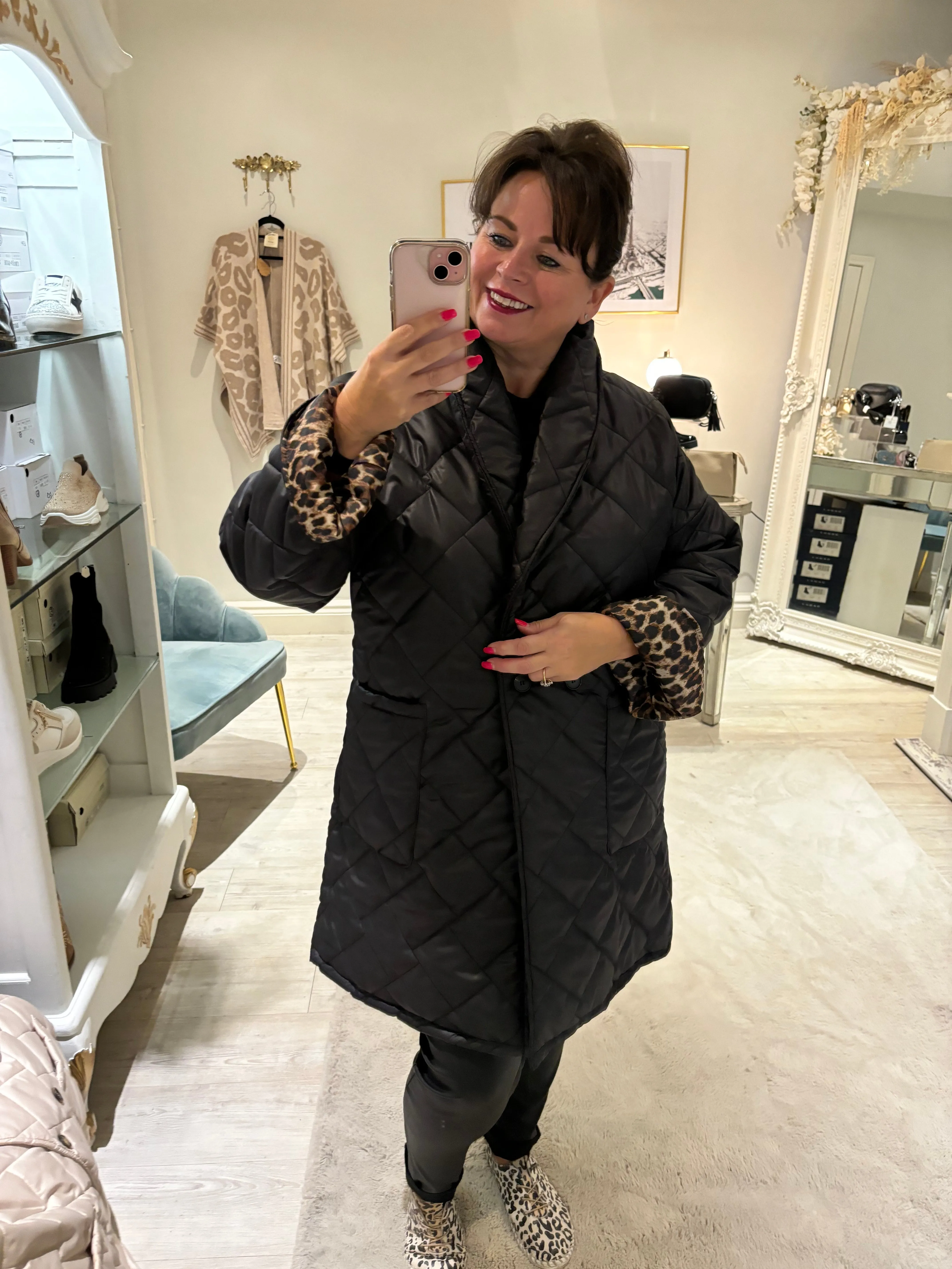 Quilted Leopard Coat