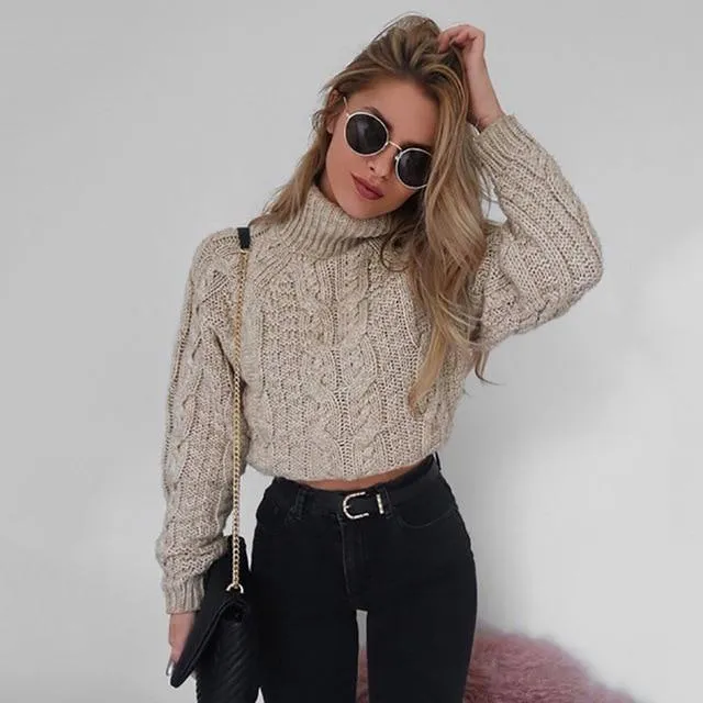 Retro Knitted Turtleneck Pullover