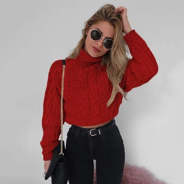 Retro Knitted Turtleneck Pullover