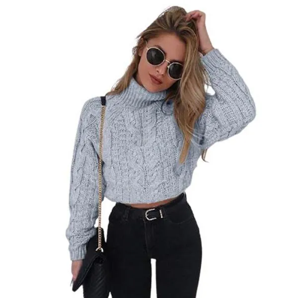 Retro Knitted Turtleneck Pullover