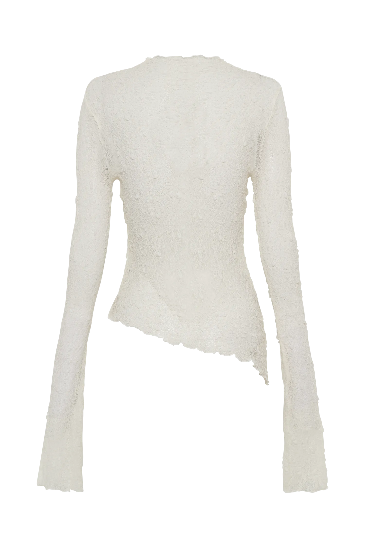 Riley Sheer Lace Long Sleeve Top - Ivory