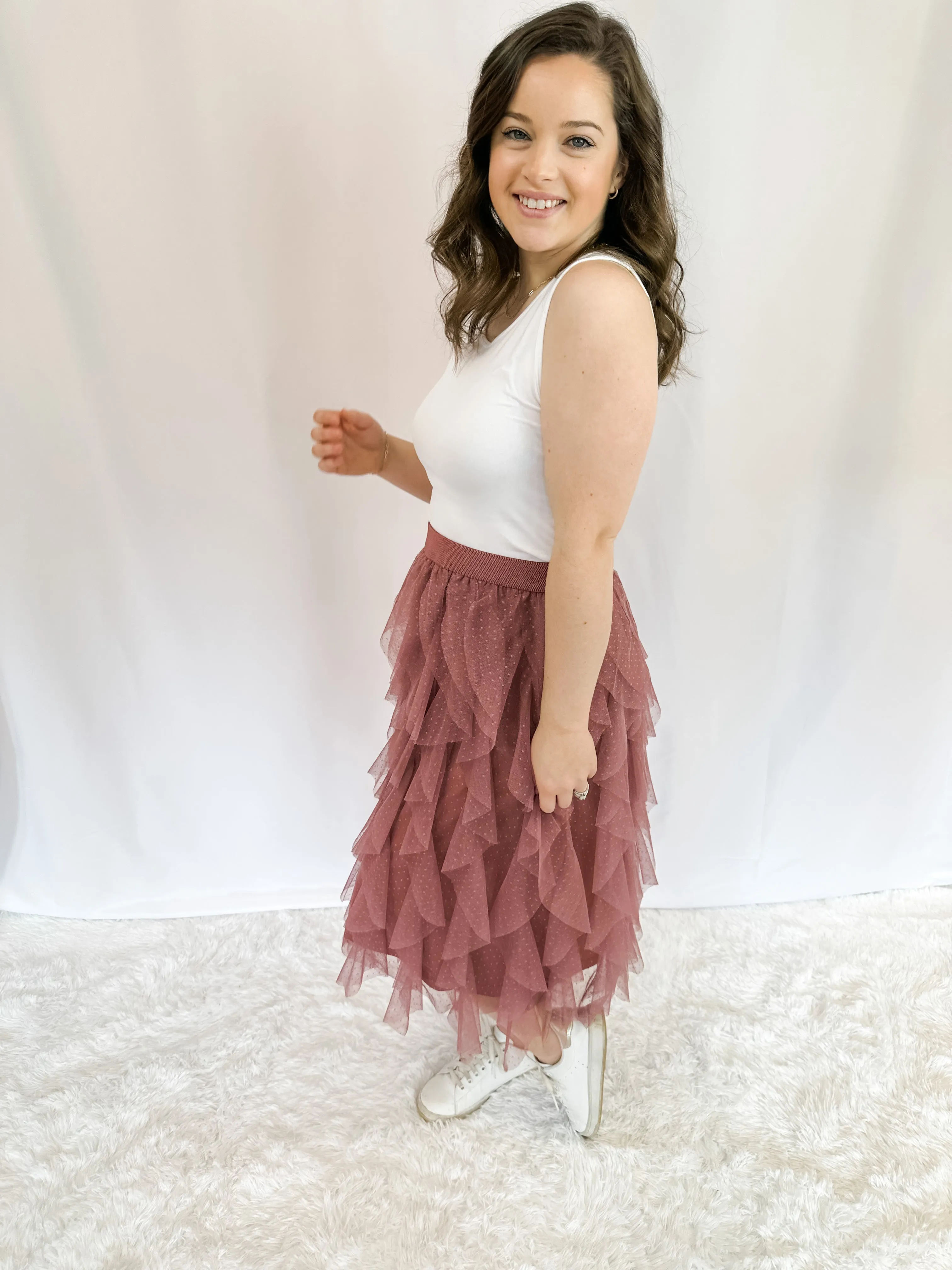 Ruffle Me Up Midi Skirt