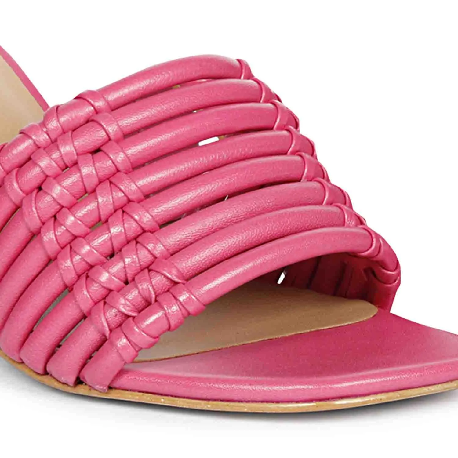 Saint Bethany Strappy Hot Pink Leather Block Heels