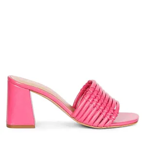 Saint Bethany Strappy Hot Pink Leather Block Heels