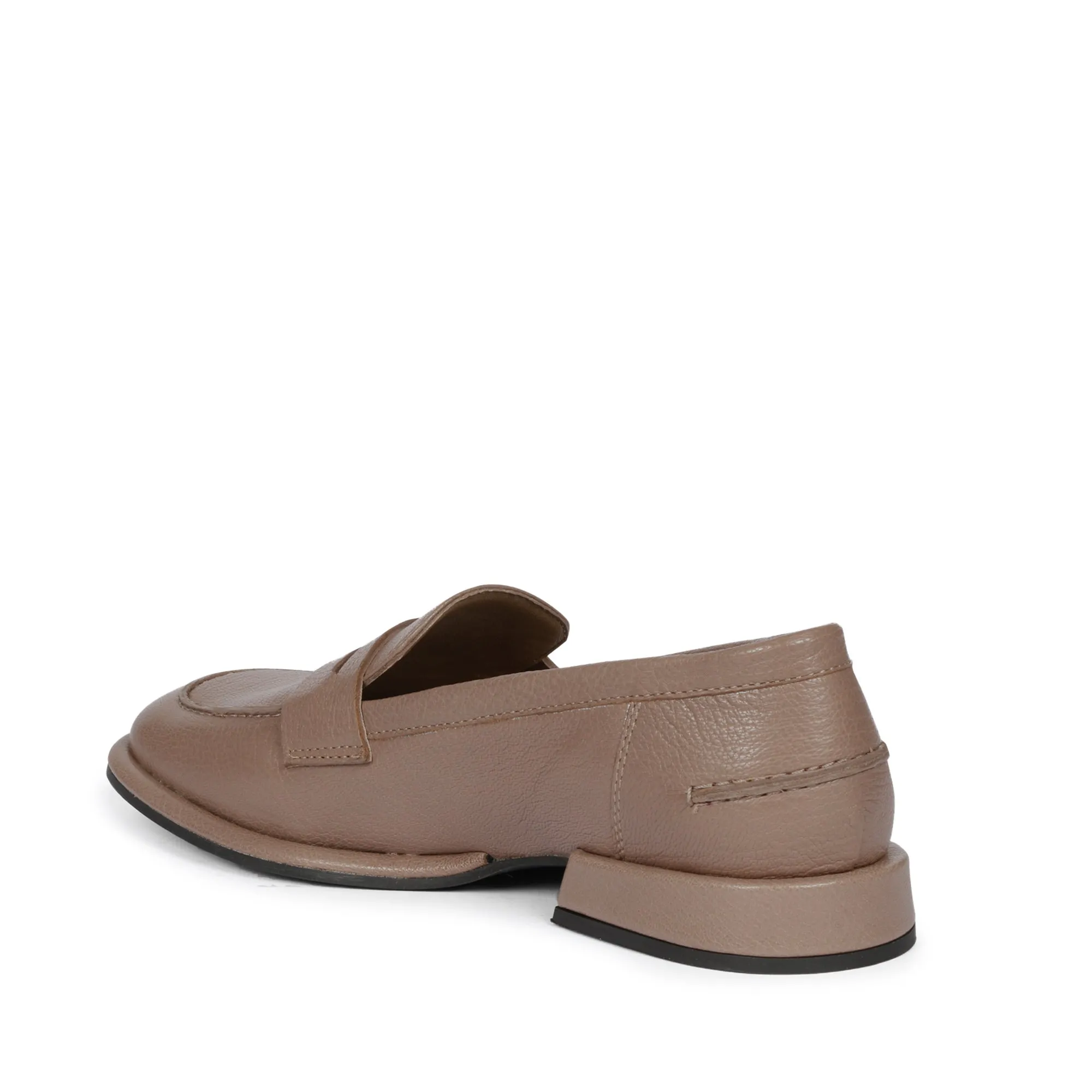 Saint Carla Taupe Leather Saddle Strap Moccasins