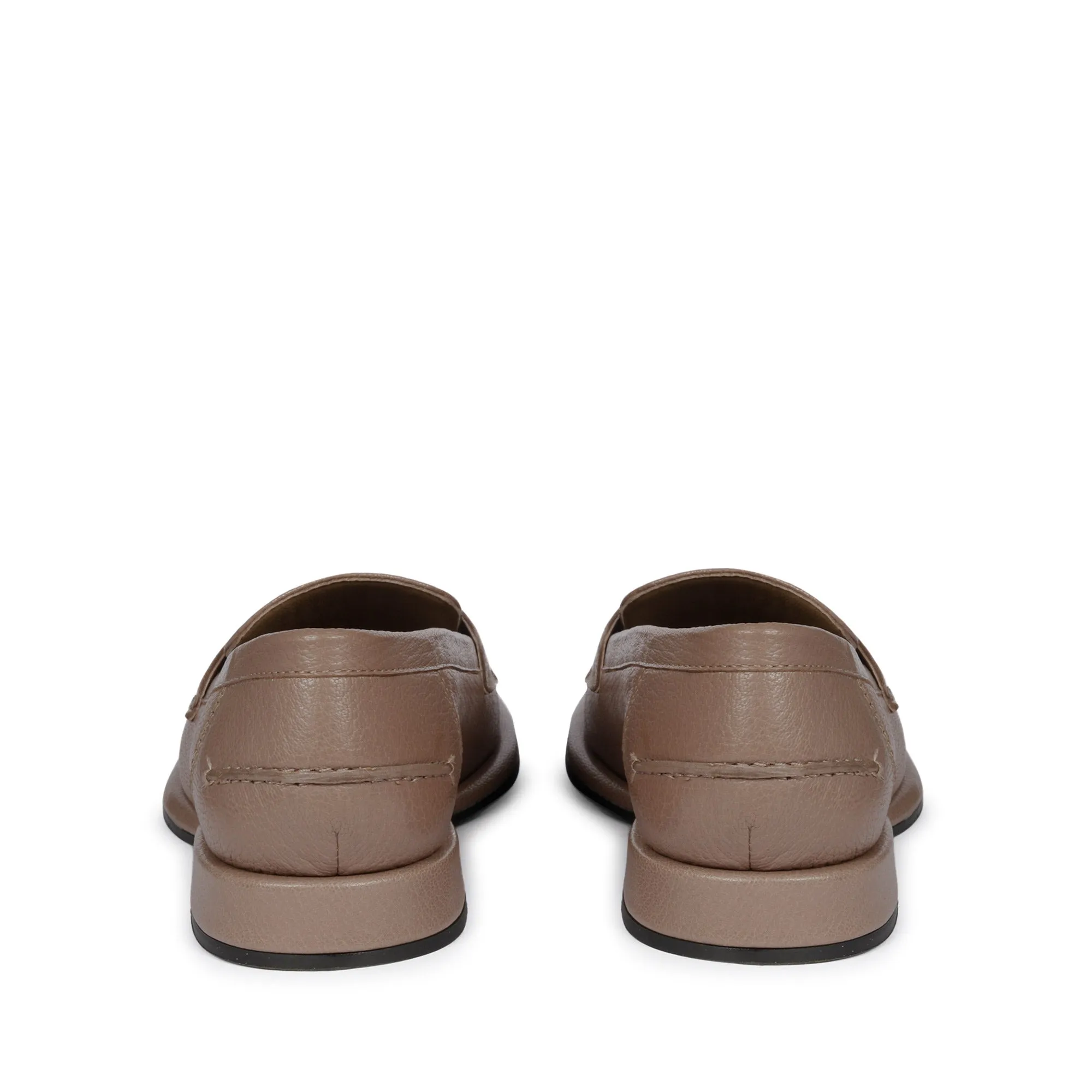 Saint Carla Taupe Leather Saddle Strap Moccasins