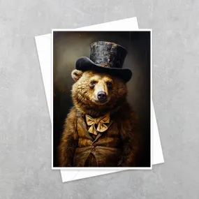 Salty Alyce - Jasper Johns Bear in Top Hat Greeting Card 1AS