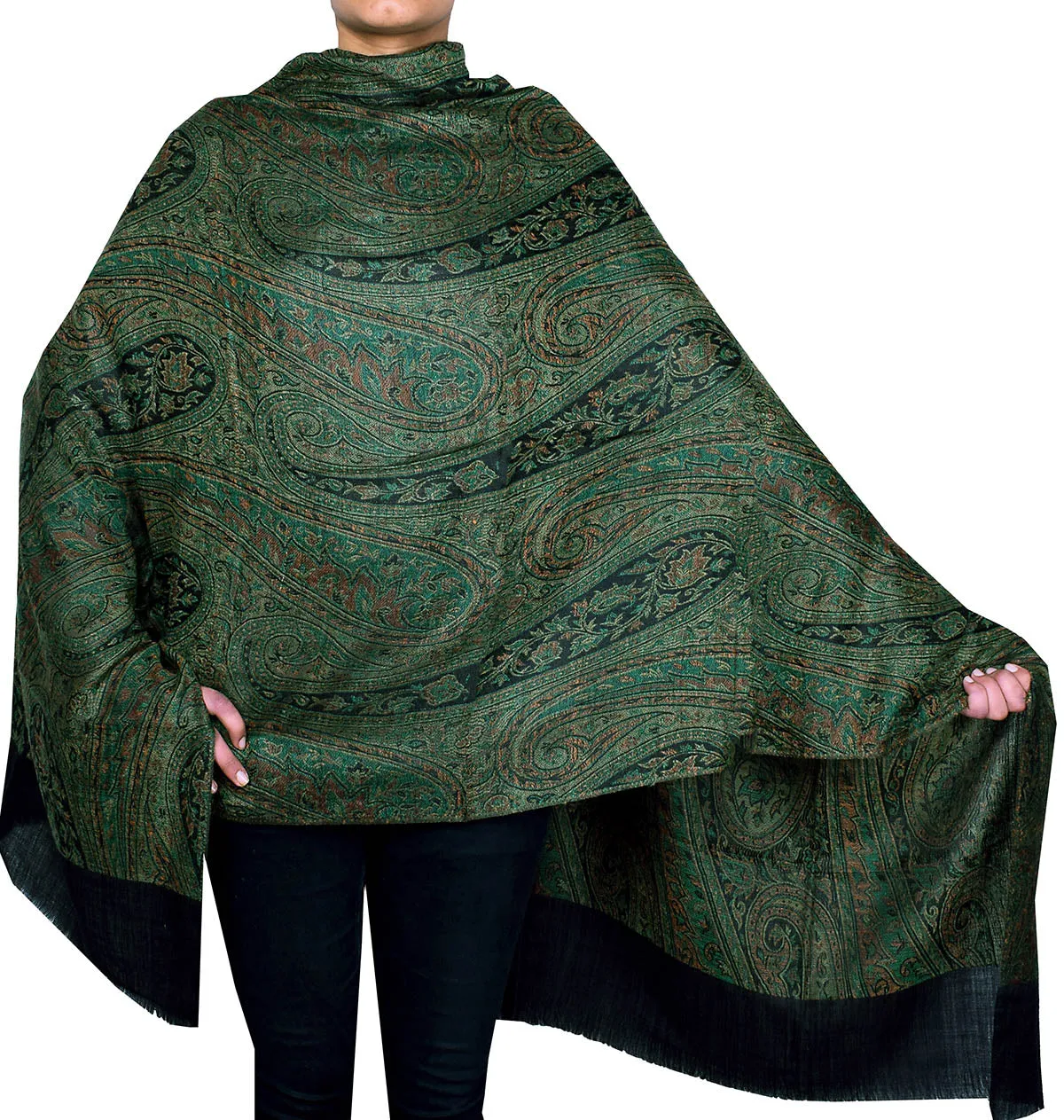 Scarves Paisley Women's Wool Shawl Indian Clothing (80 x 40 inches)