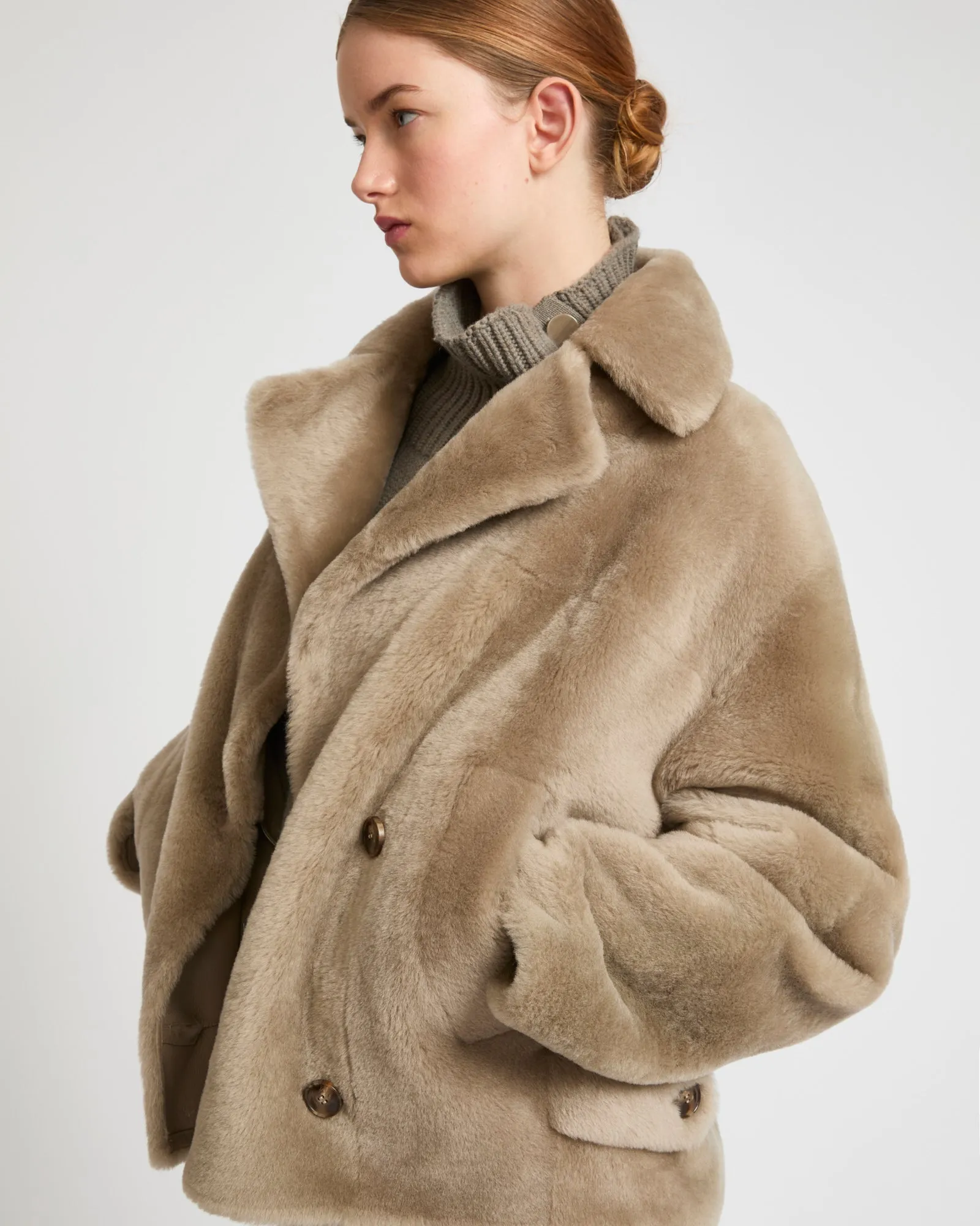 Shearling pea jacket