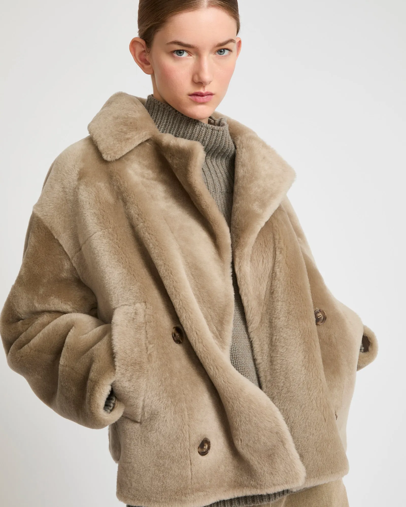 Shearling pea jacket