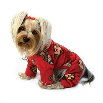 Silly Monkey Fleece Turtleneck Dog Pajamas - Burgundy