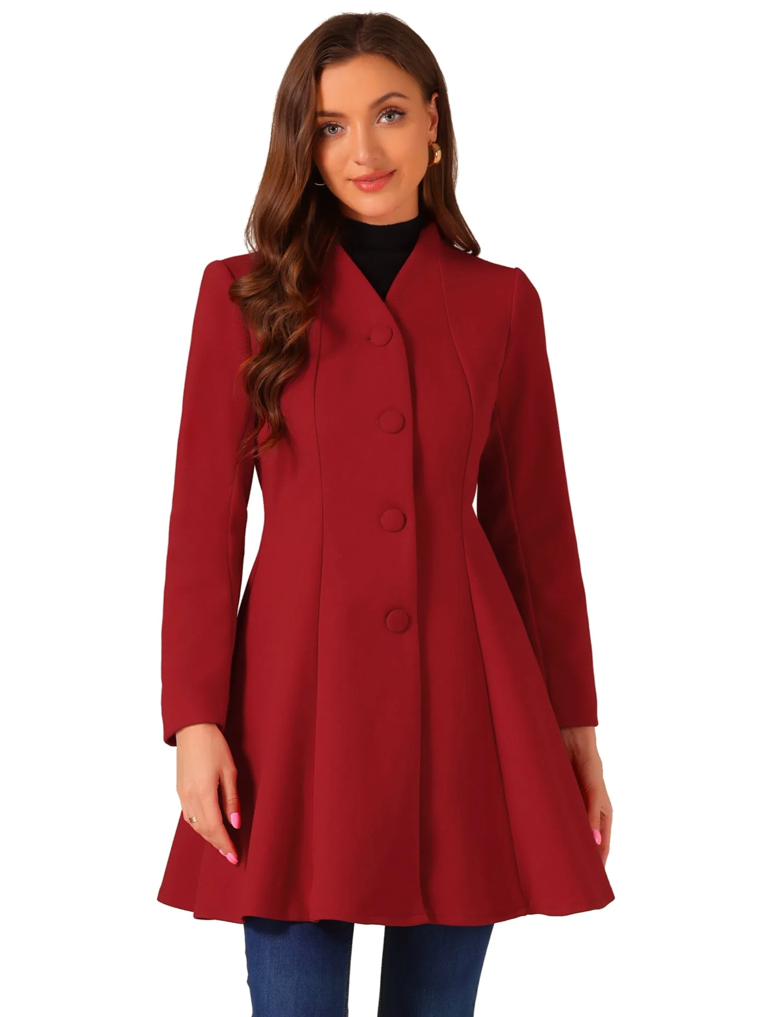 Single Breasted Long Sleeve Mid-Long Winter A Line Pea Coat