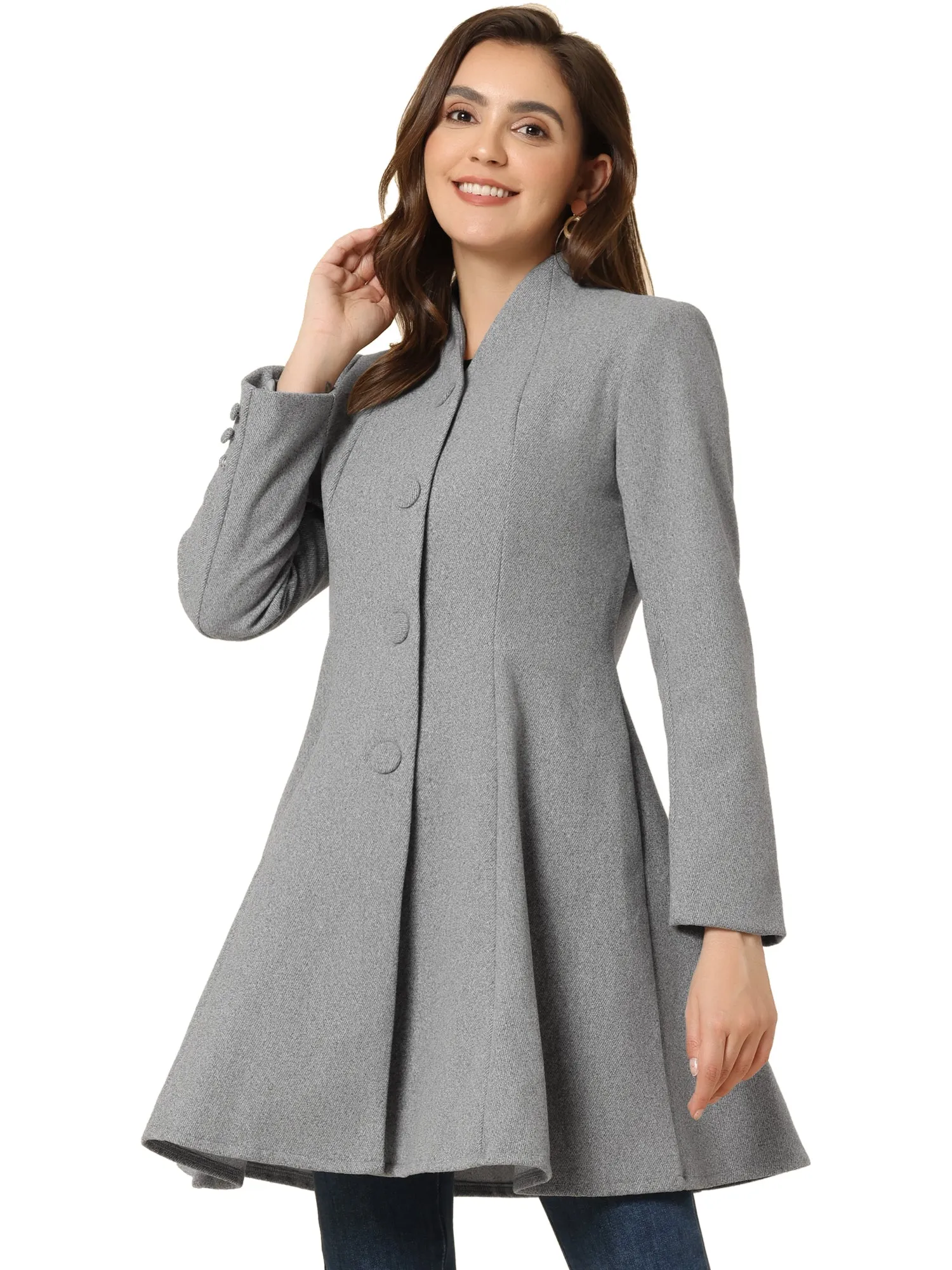 Single Breasted Long Sleeve Mid-Long Winter A Line Pea Coat