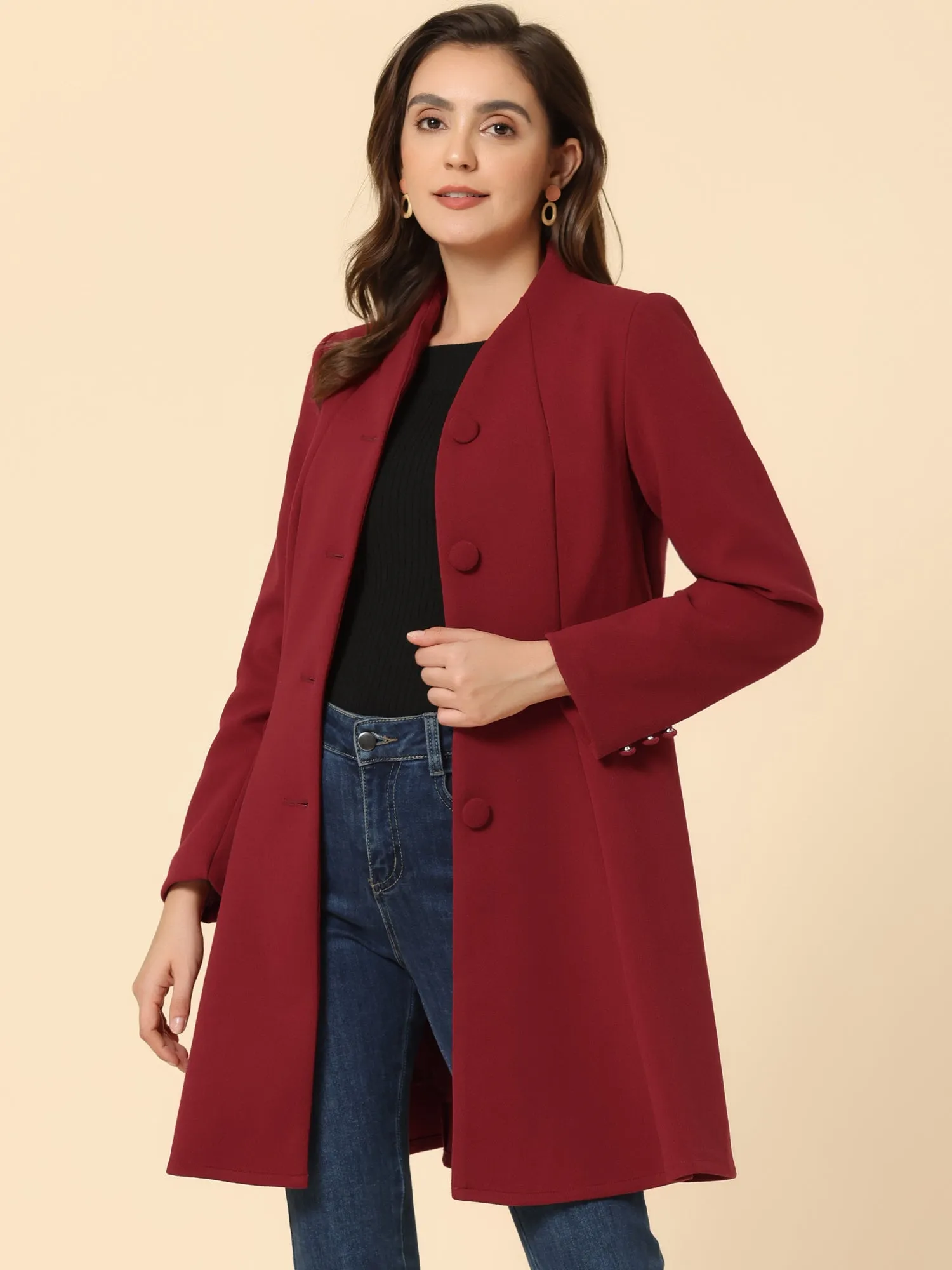 Single Breasted Long Sleeve Mid-Long Winter A Line Pea Coat