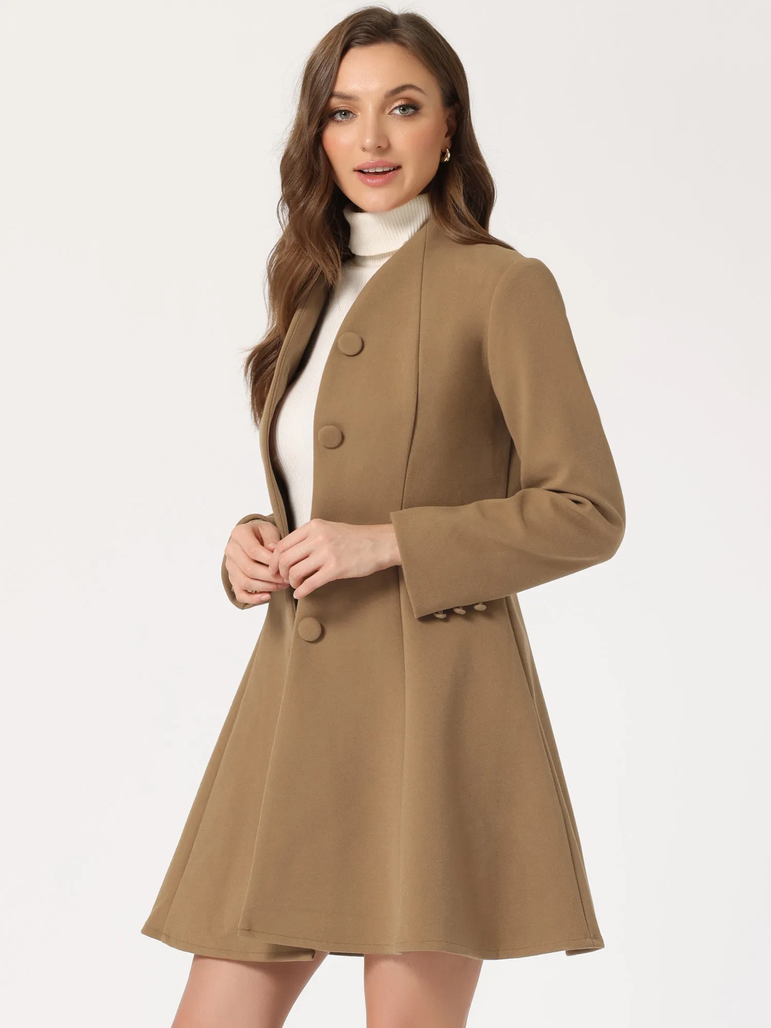 Single Breasted Long Sleeve Mid-Long Winter A Line Pea Coat