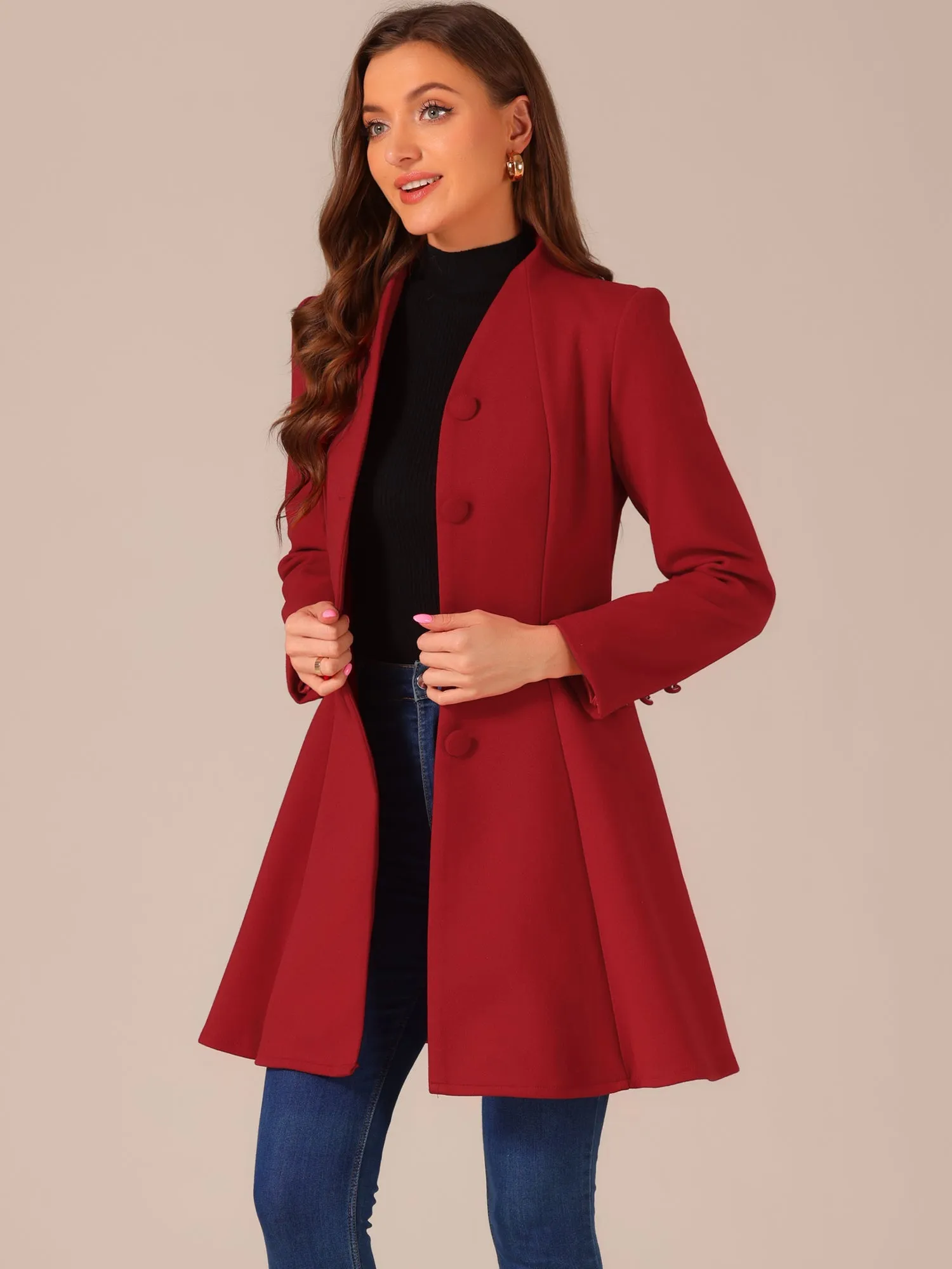 Single Breasted Long Sleeve Mid-Long Winter A Line Pea Coat