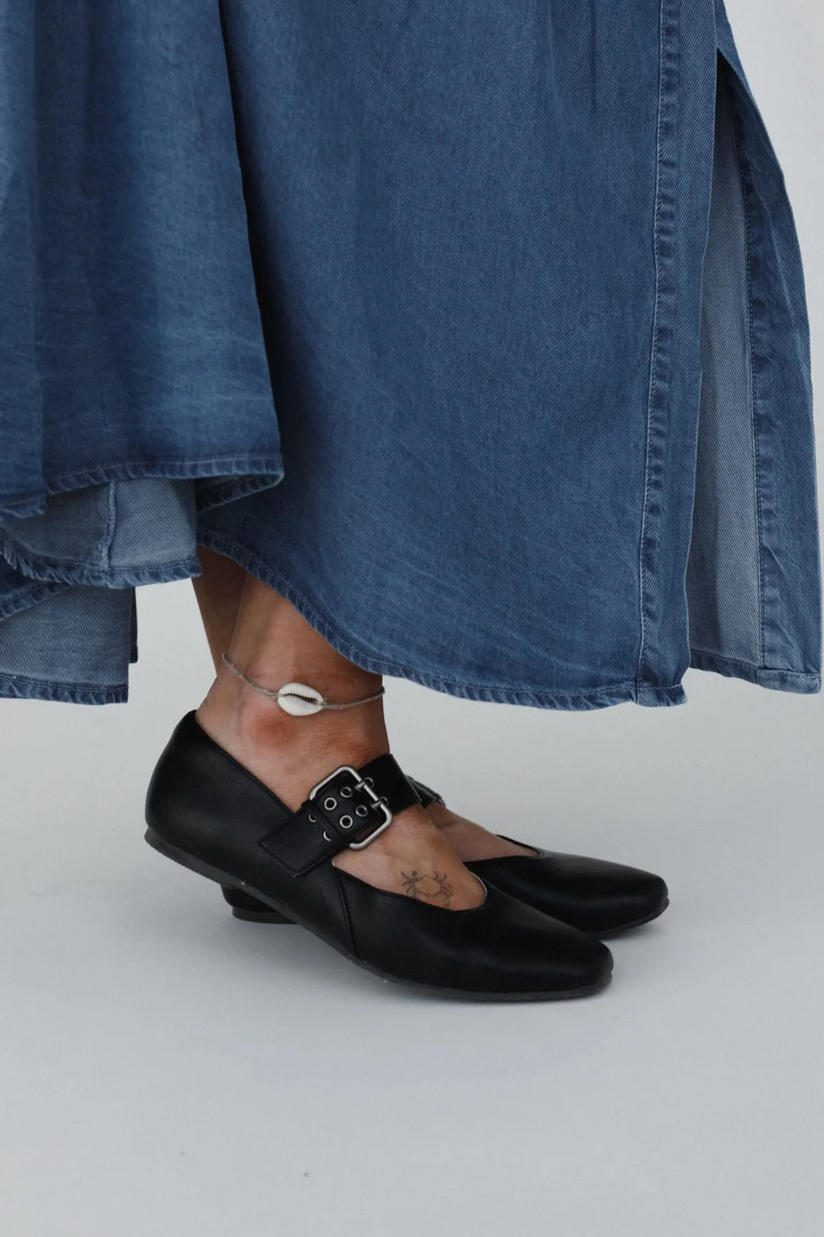 Soho Buckle Ballet Flats - Black