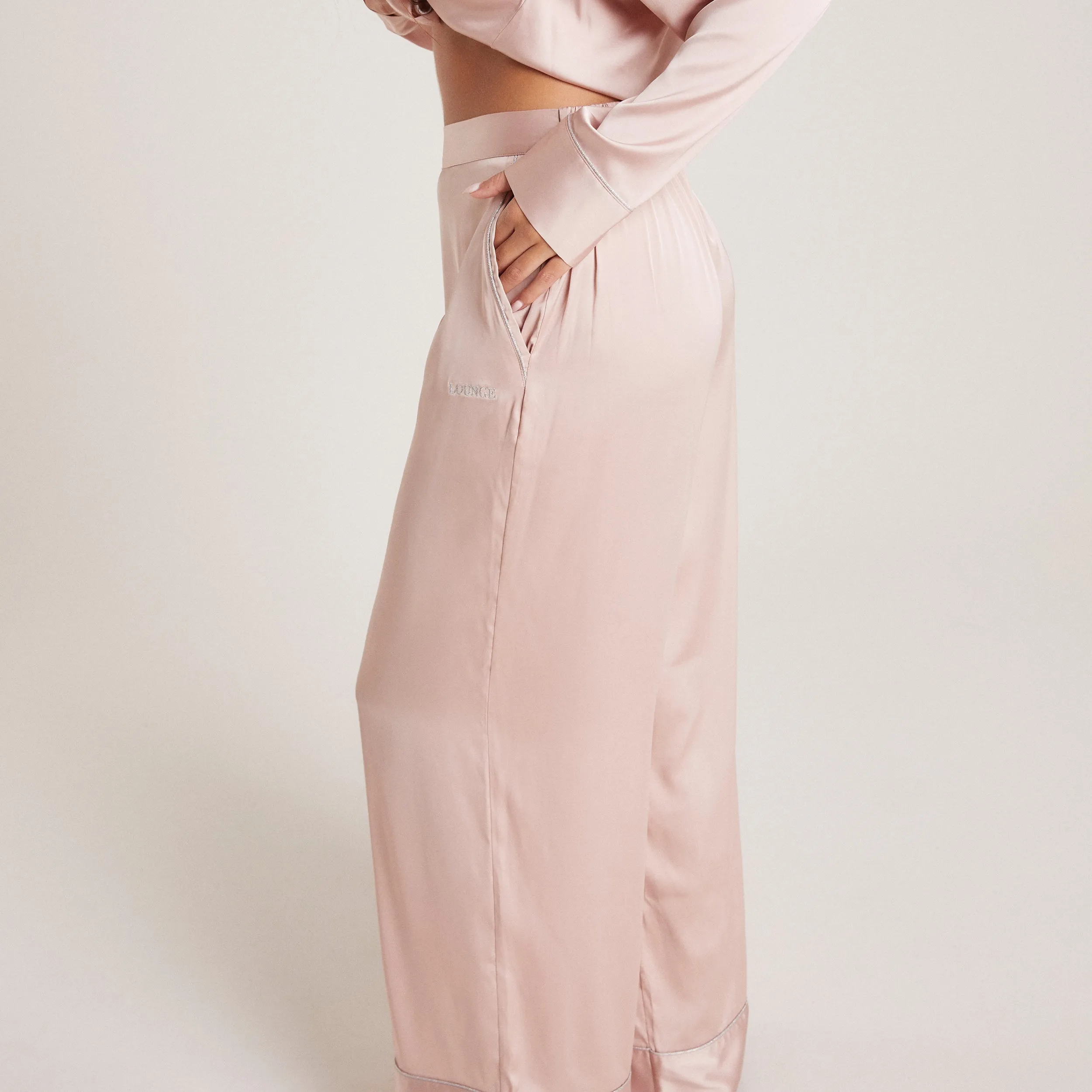 Sparkle Satin Pyjama Trousers - Blush