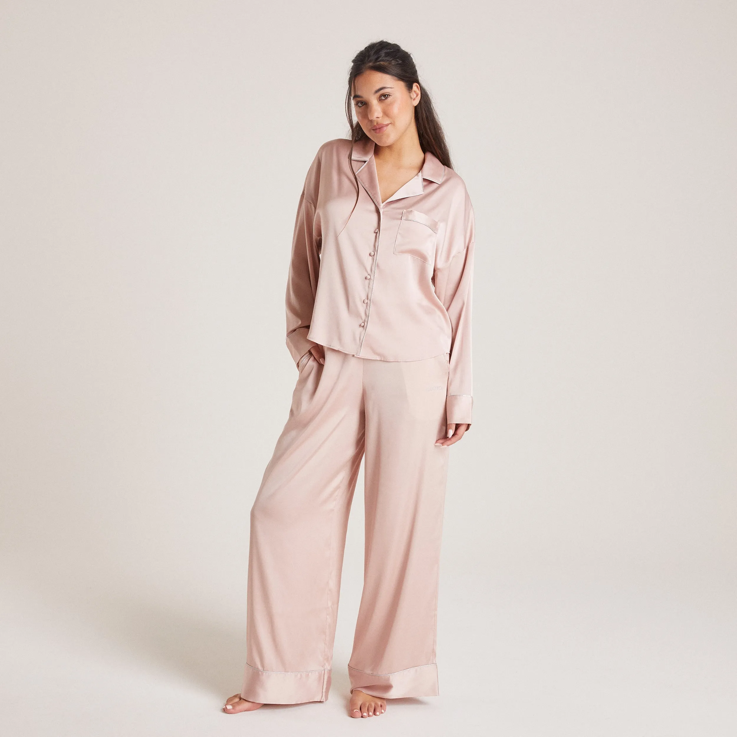 Sparkle Satin Pyjama Trousers - Blush